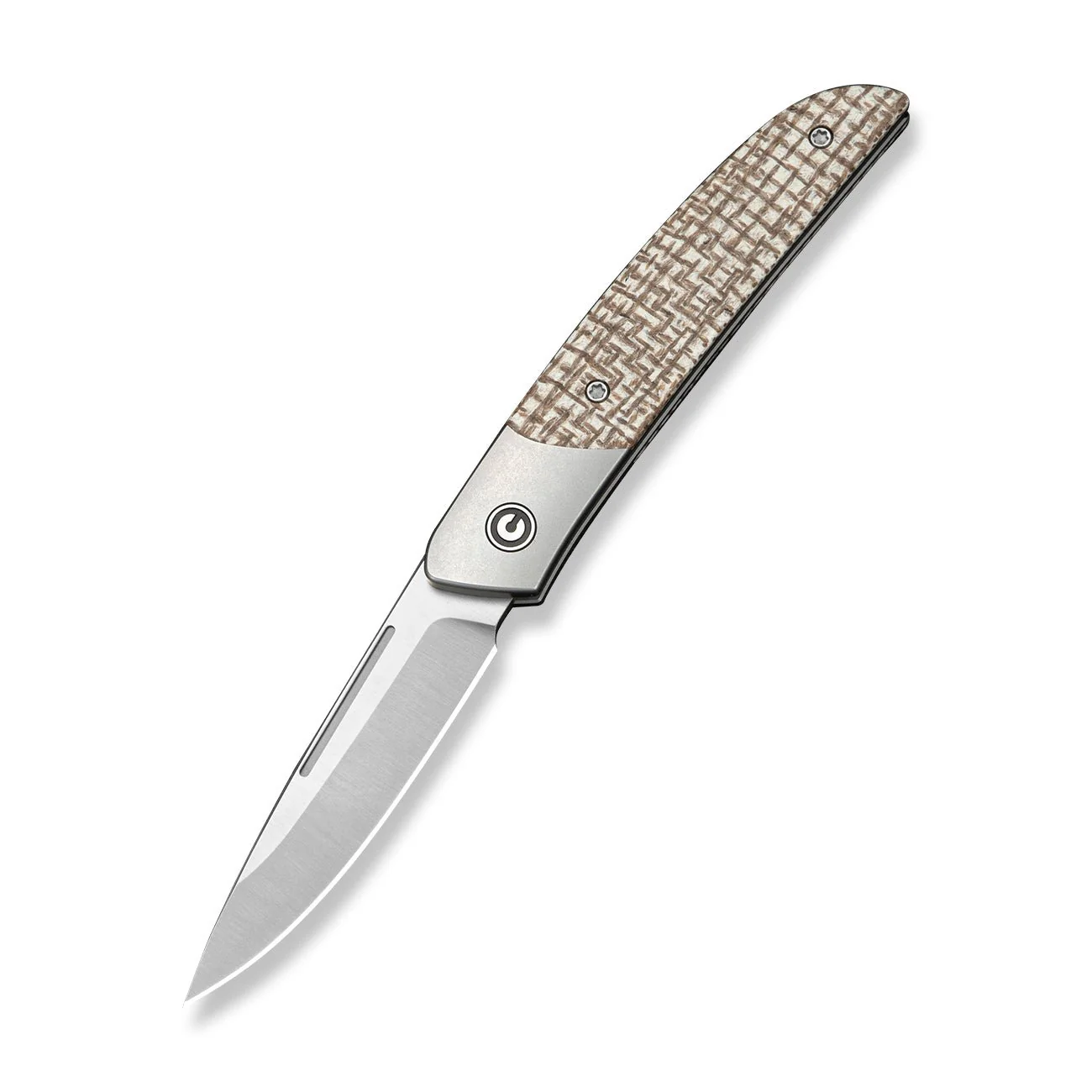 CIVIVI Aevren Gray Stainless Steel With Burlap Micarta Inlay (2.98" Satin Finished Nitro-V Blade) C25094B Sample1 - Image 3