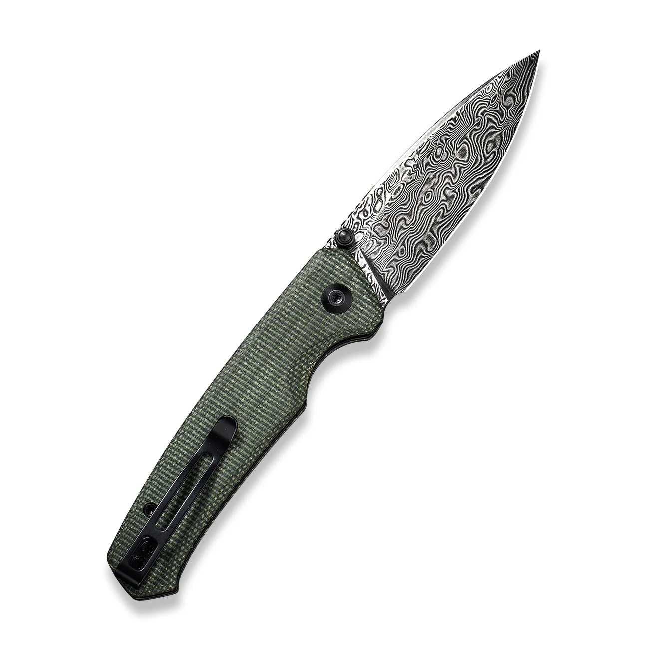 CIVIVI Altus Button Lock & Thumb Stud Knife Micarta Handle (2.97" Damascus Blade) C20076-DS1 - Image 2