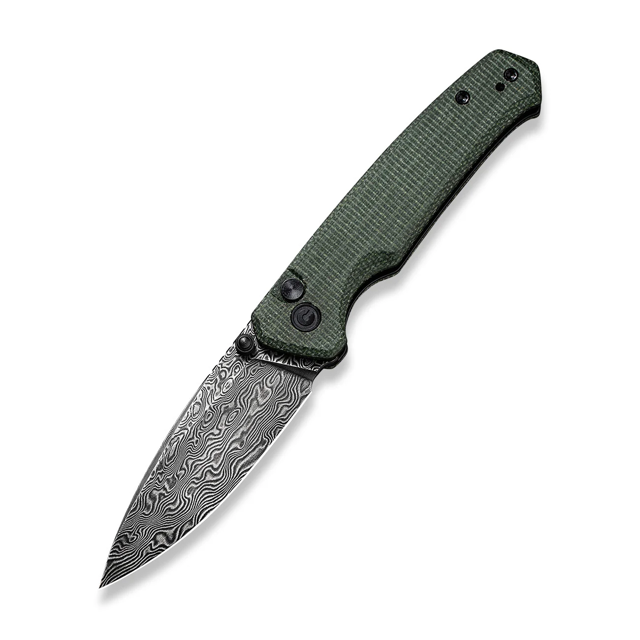 CIVIVI Altus Button Lock & Thumb Stud Knife Micarta Handle (2.97" Damascus Blade) C20076-DS1 - Image 3