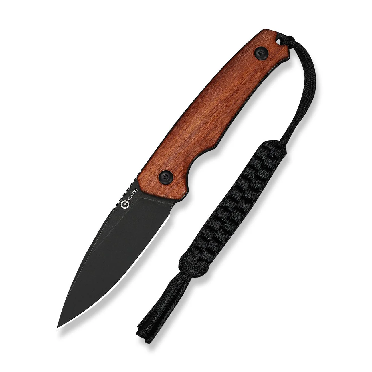 CIVIVI Altus Fixed Blade Knife Guibourtia Wood Handle (2.99" Black Stonewashed 14C28N Blade) C20076B-3, With 1PC Black Lanyard, Black Kydex Sheath & T-Clip - Image 3