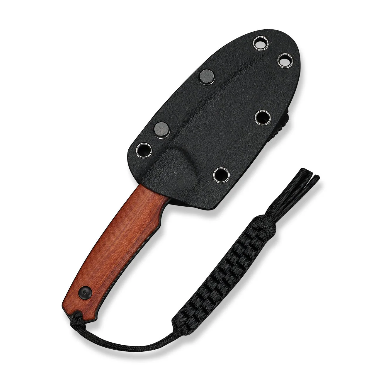 CIVIVI Altus Fixed Blade Knife Guibourtia Wood Handle (2.99" Black Stonewashed 14C28N Blade) C20076B-3, With 1PC Black Lanyard, Black Kydex Sheath & T-Clip - Image 6