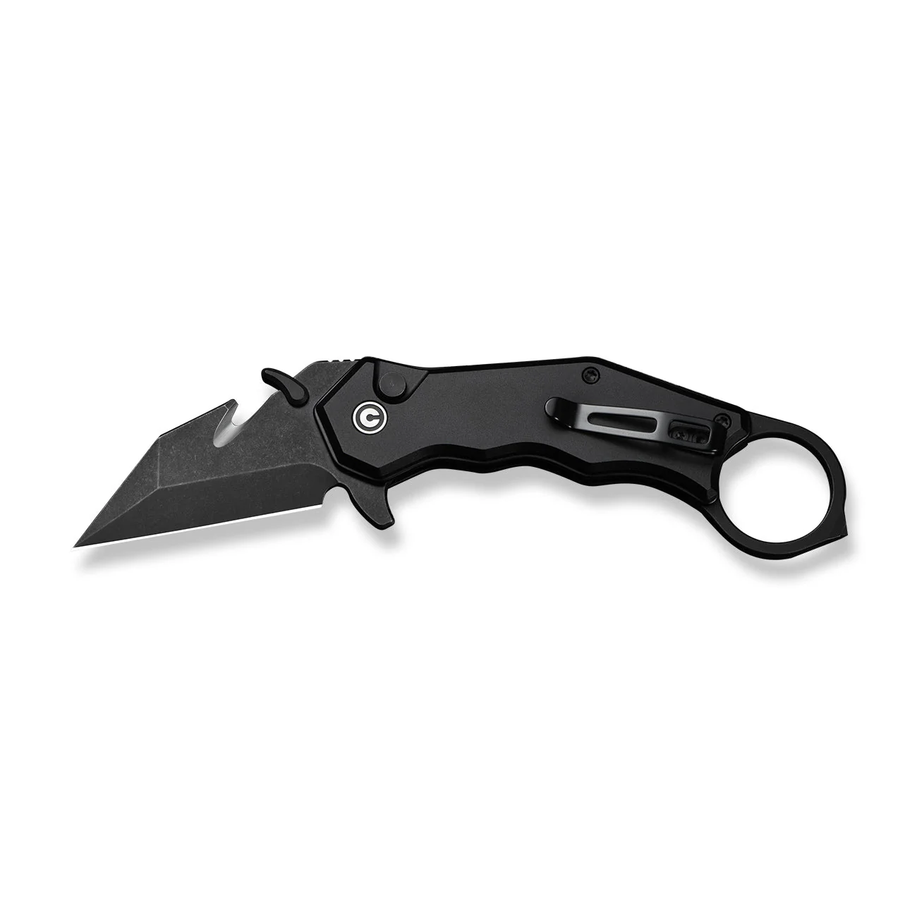 CIVIVI Amaroq Flipper & Thumb Stud & Button Lock Knife Black Aluminum Handle (2.11" Black Stonewashed Nitro-V Blade) C24018-2 - Image 9