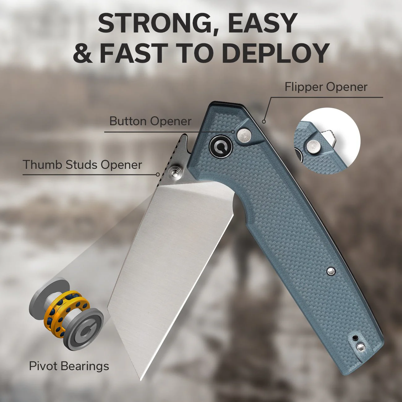 CIVIVI Amirite Flipper & Thumb Stud & Button Lock Knife G10 Handle (3.48" Nitro-V Blade) C23028-1 - Image 4