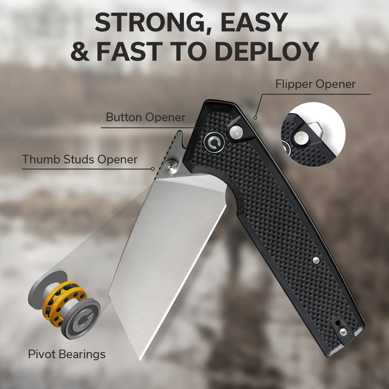 CIVIVI Amirite Flipper & Thumb Stud & Button Lock Knife G10 Handle (3.48" Nitro-V Blade) C23028-2 - Image 4