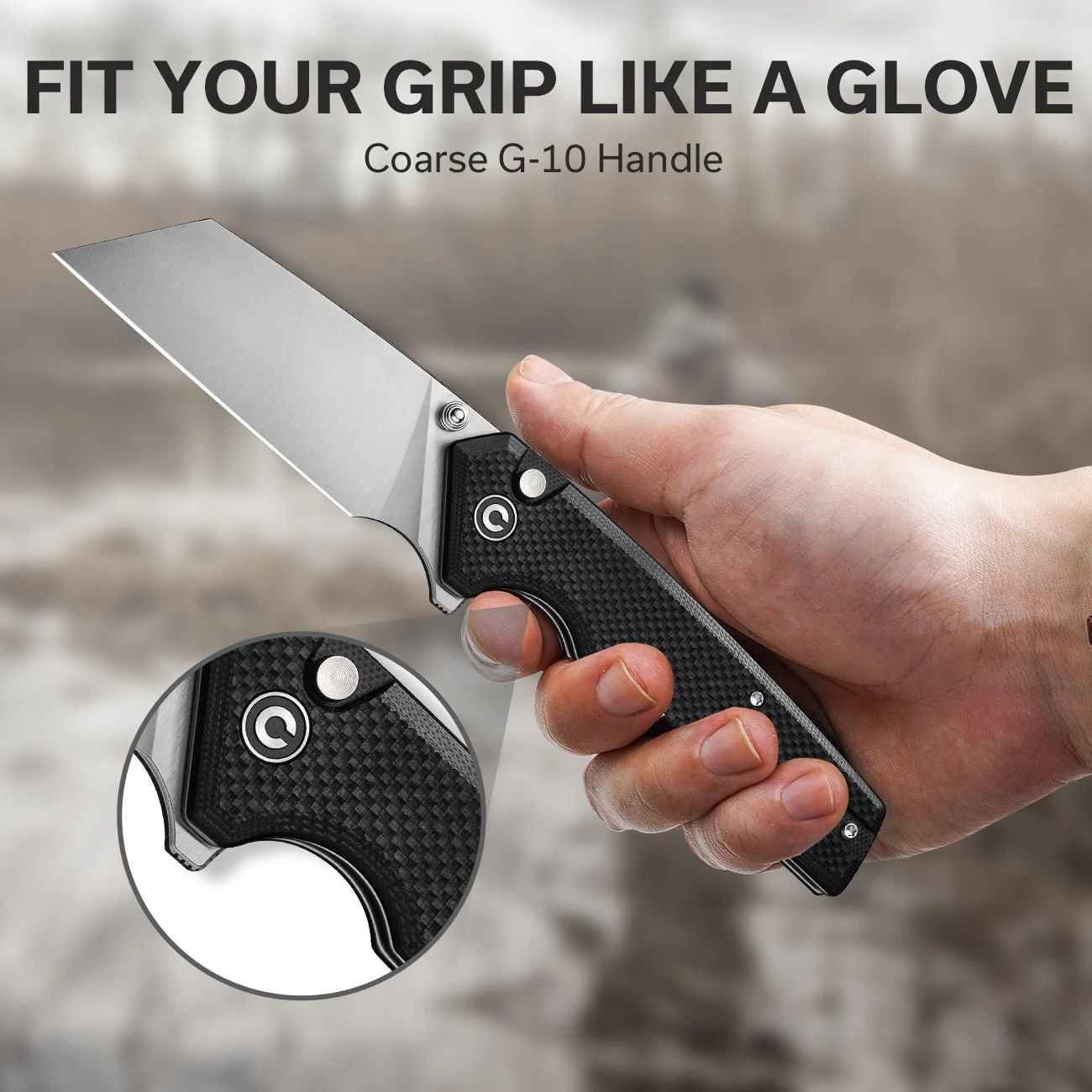 CIVIVI Amirite Flipper & Thumb Stud & Button Lock Knife G10 Handle (3.48" Nitro-V Blade) C23028-2 - Image 5