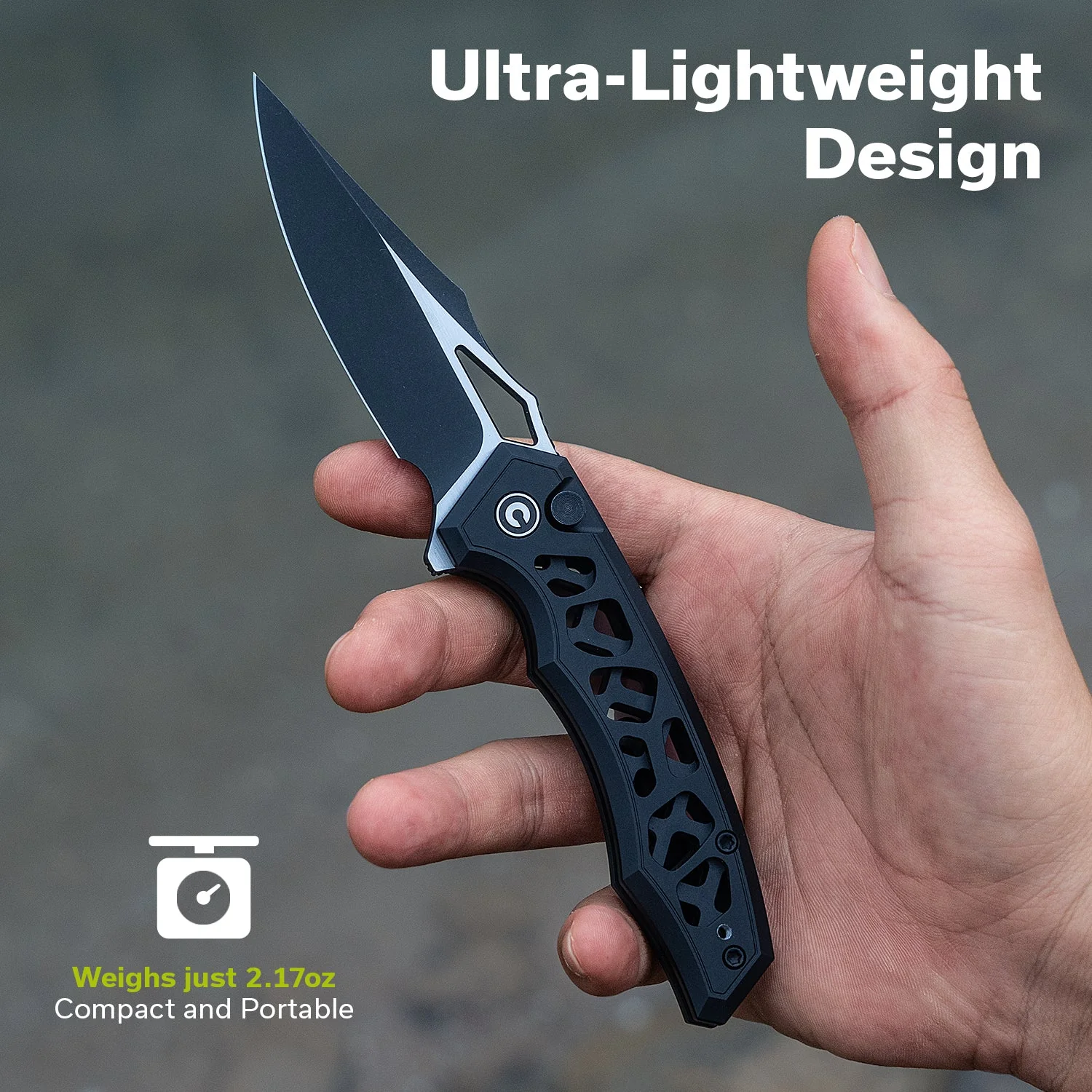 CIVIVI Anaaki Flipper & Thumb Hole & Button Lock Knife Aluminum Handle (2.98" Nitro-V Blade) C24039-1 - Image 3