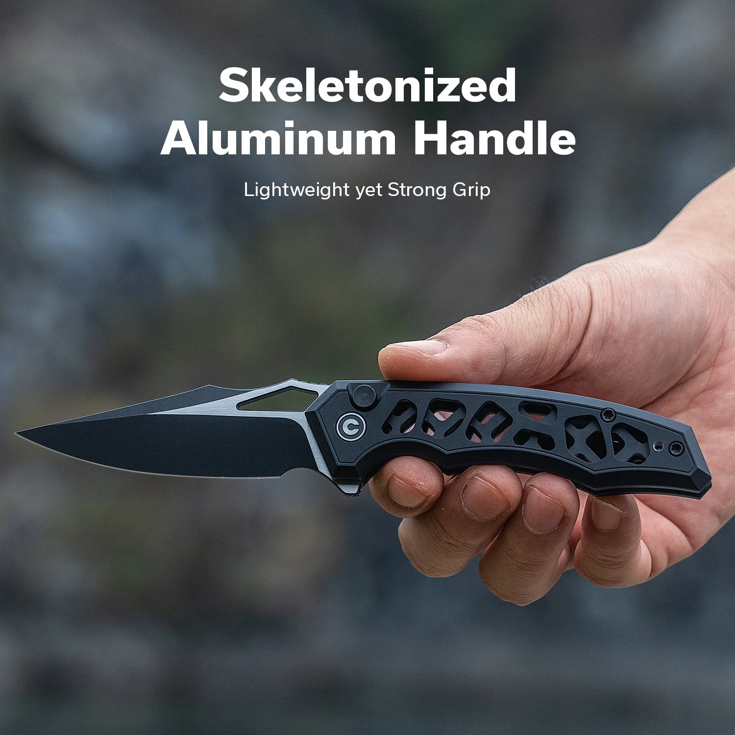 CIVIVI Anaaki Flipper & Thumb Hole & Button Lock Knife Aluminum Handle (2.98" Nitro-V Blade) C24039-1 - Image 4