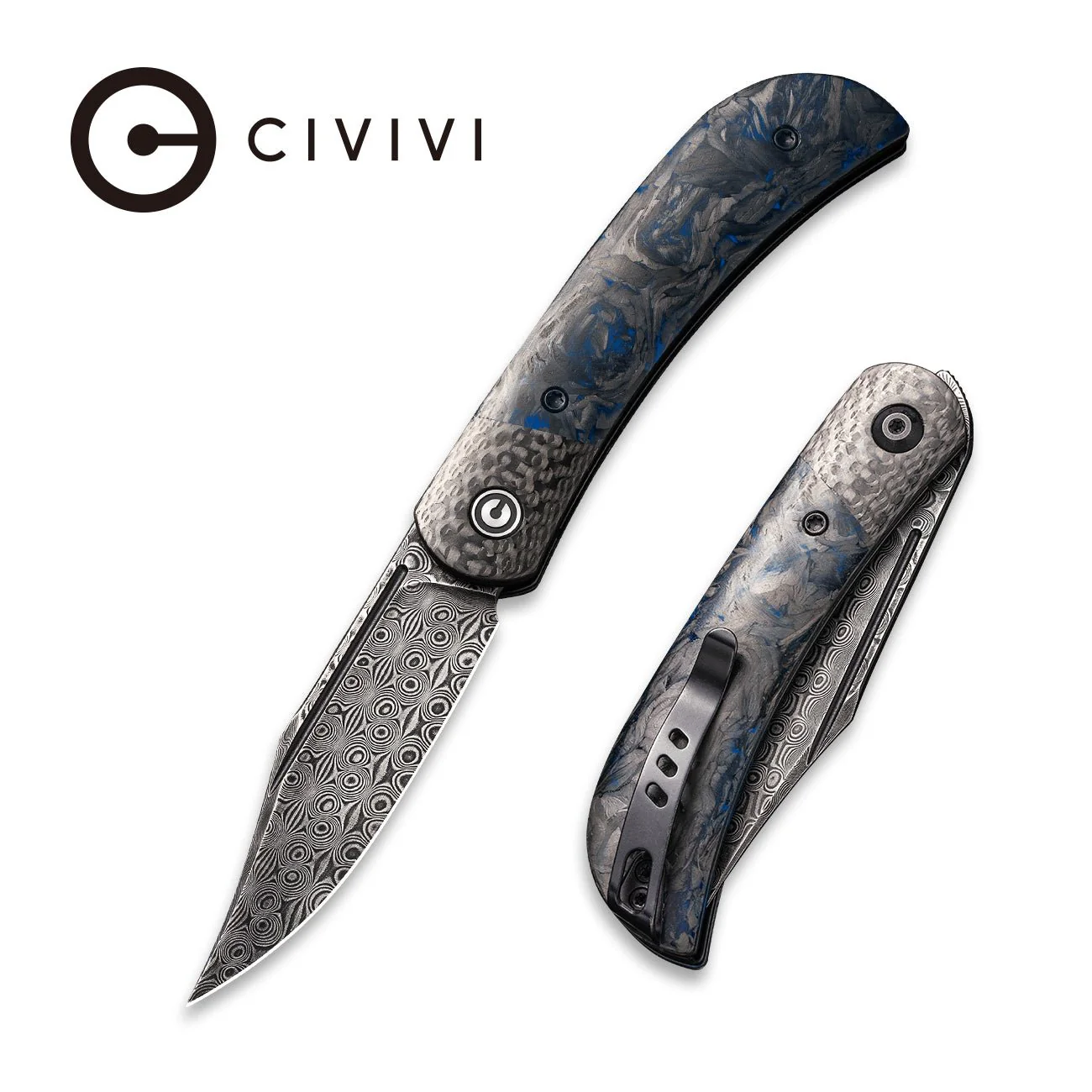 CIVIVI Appalachian Drifter II Front Flipper Knife Carbon Fiber Handle (2.96" Damascus Blade) C19010C-DS1