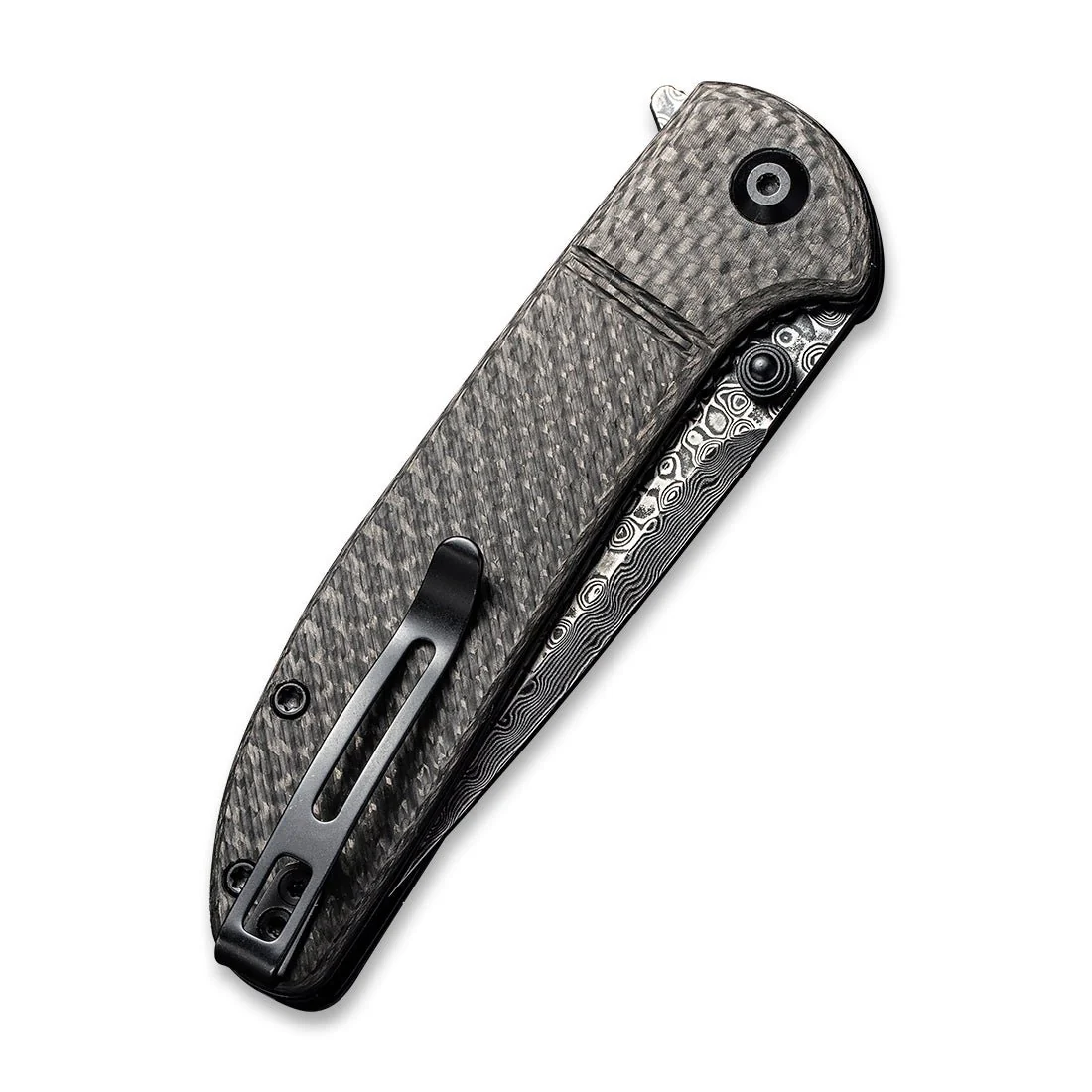 CIVIVI Badlands Vagabond Flipper & Thumb Stud Knife Carbon Fiber Handle (3.25" Damascus Blade) C2019DS-1 - Image 6
