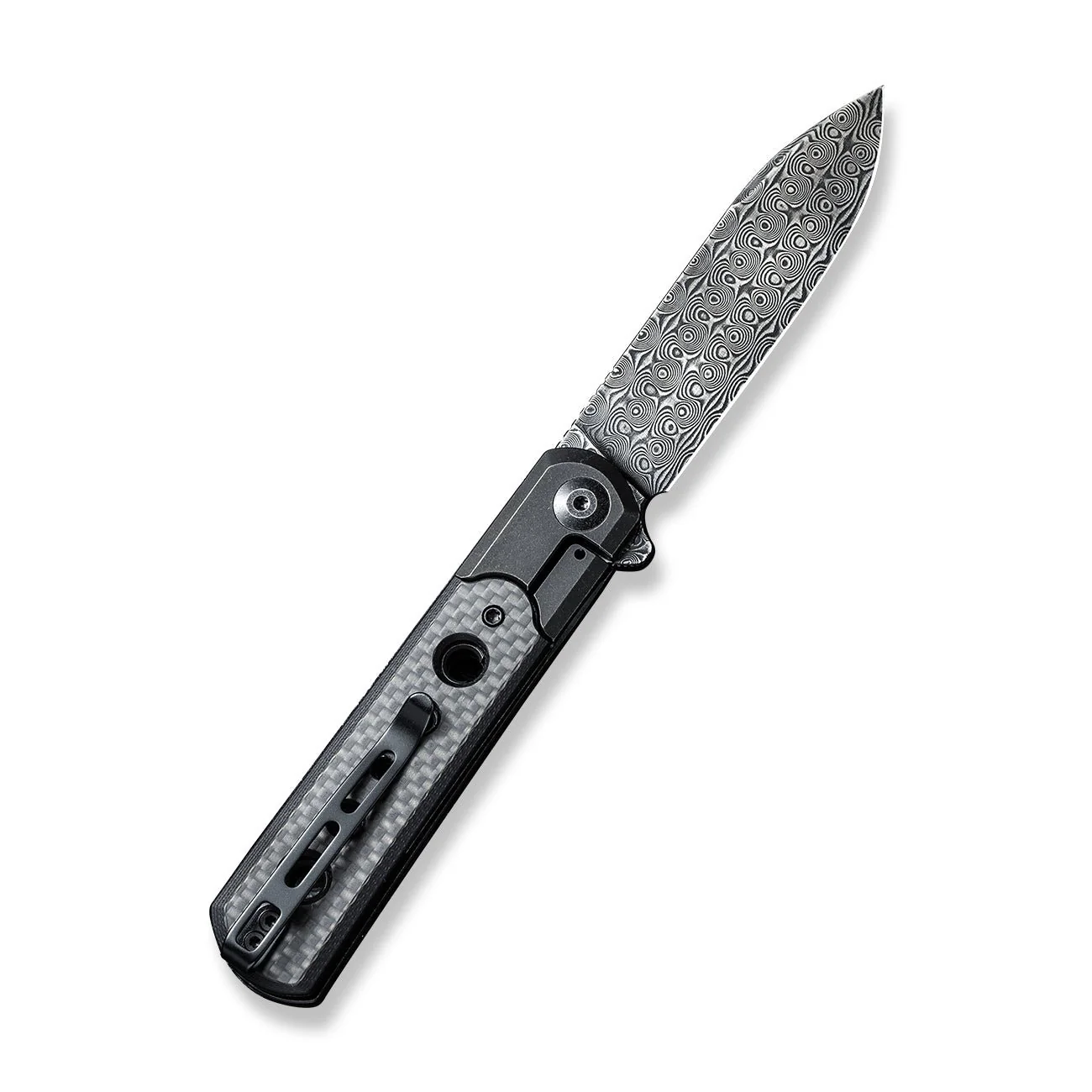 CIVIVI Banneret Flipper Knife Stainless Steel & G10 & Carbon Fiber Handle (3.48" Damascus Blade) C20040D-DS1 - Image 2