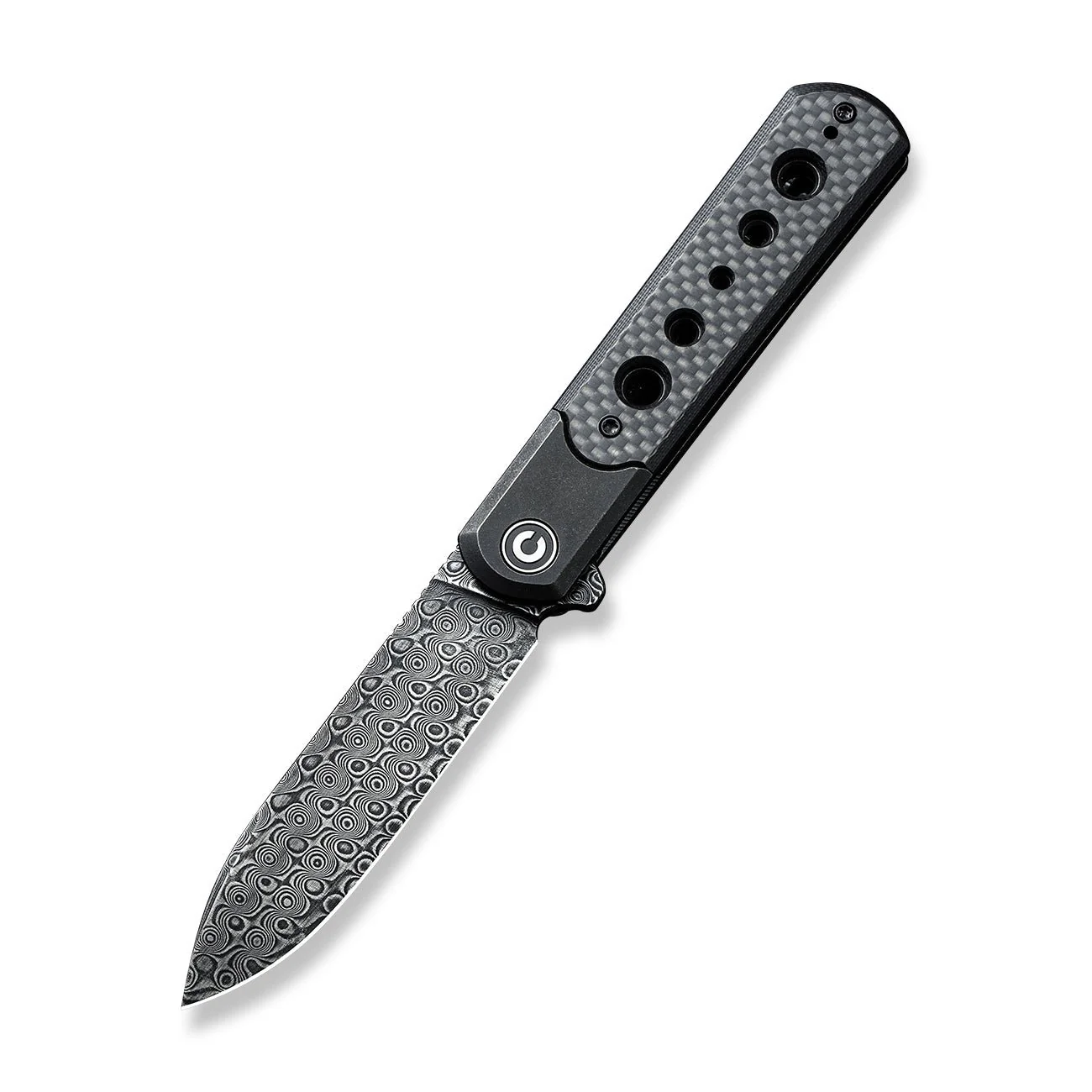 CIVIVI Banneret Flipper Knife Stainless Steel & G10 & Carbon Fiber Handle (3.48" Damascus Blade) C20040D-DS1 - Image 3