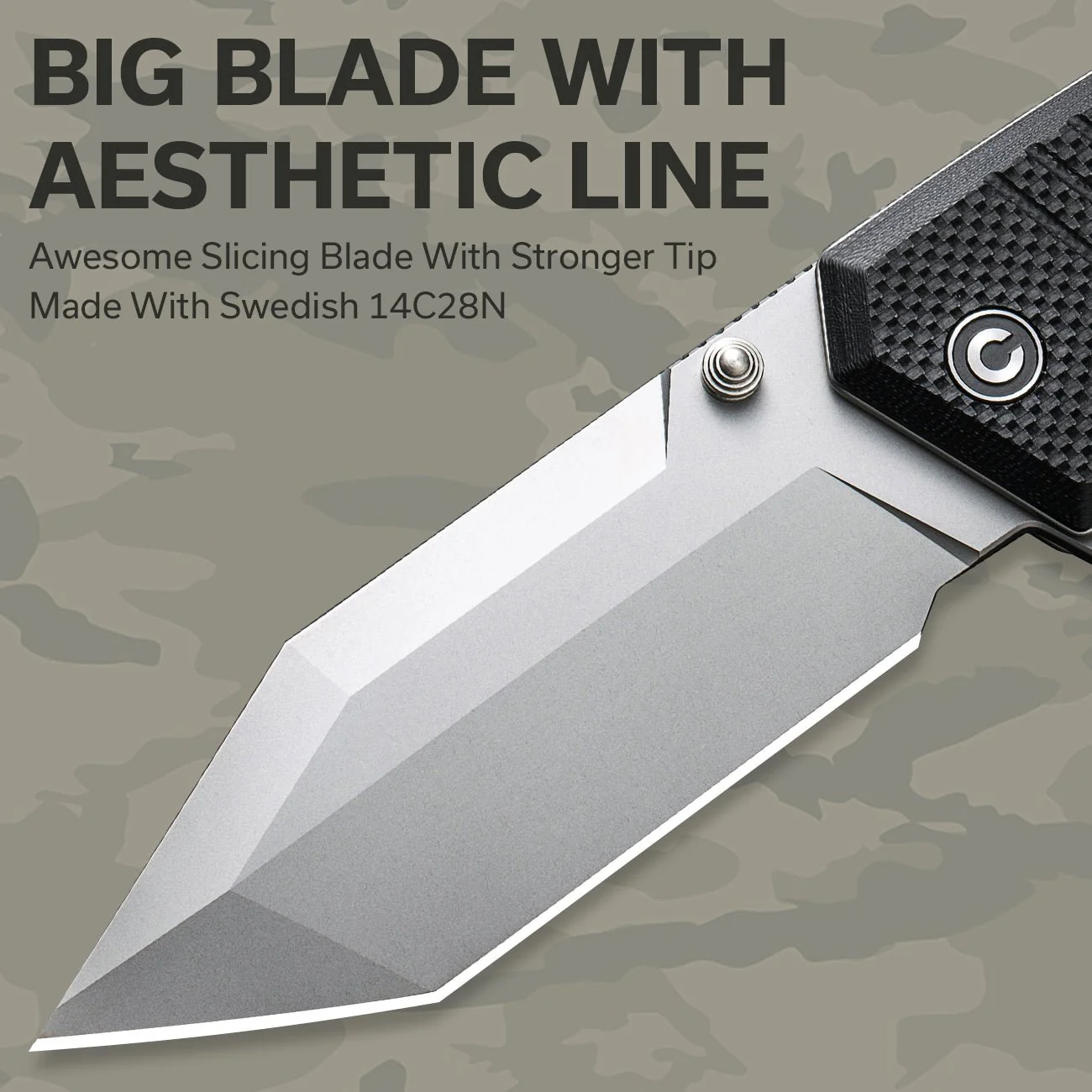 CIVIVI Bhaltair Flipper & Thumb Stud Knife G10 Handle (3.98" 14C28N Blade) C23024-1 - Image 2