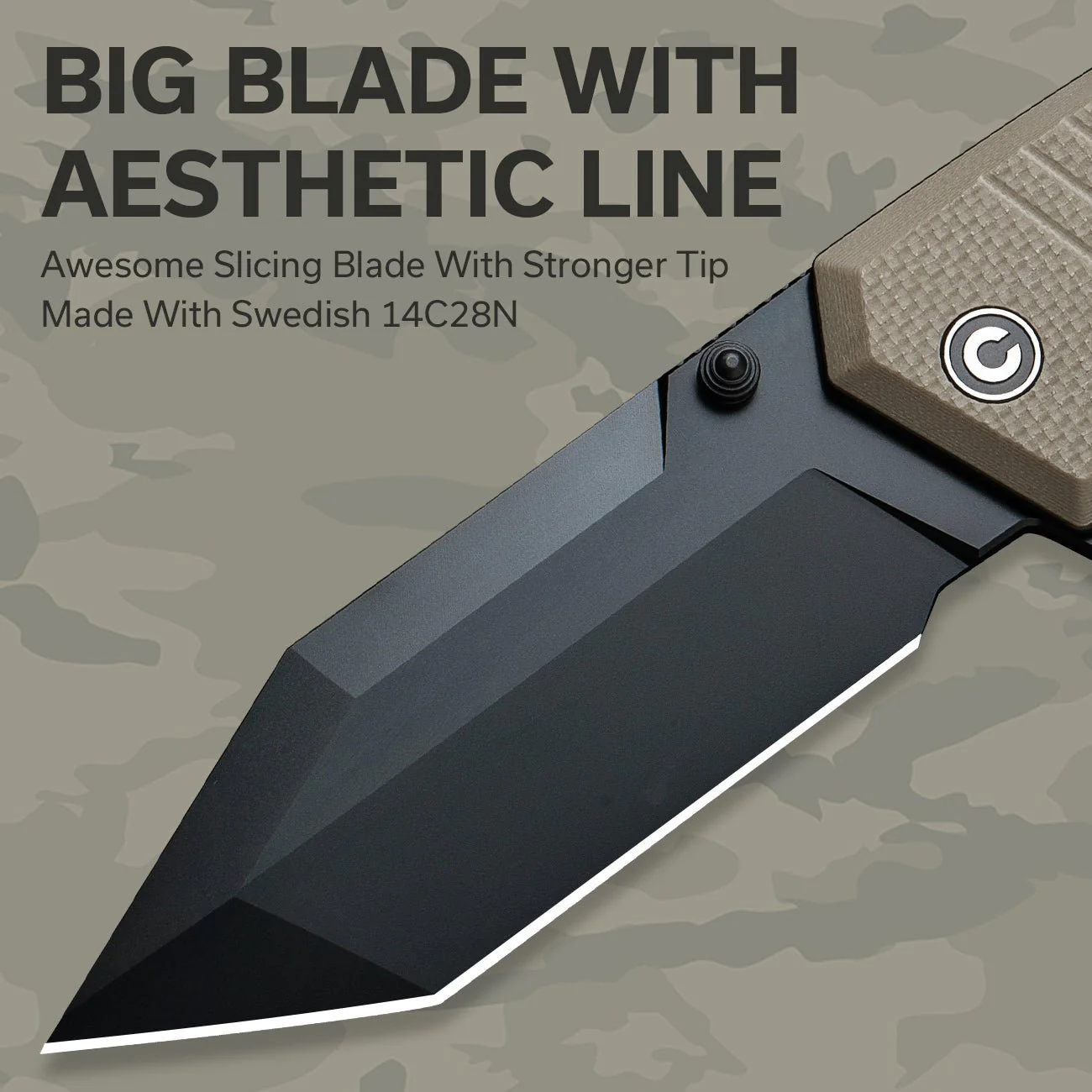 CIVIVI Bhaltair Flipper & Thumb Stud Knife G10 Handle (3.98" 14C28N Blade) C23024-2 - Image 2