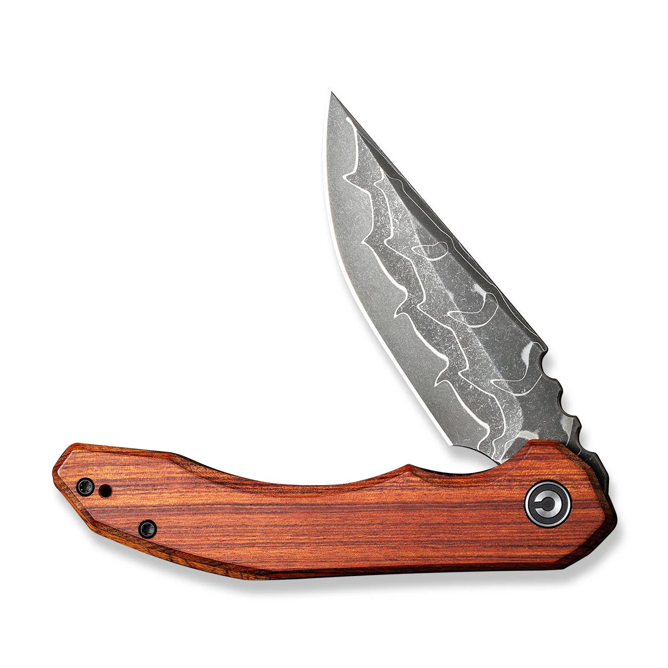 CIVIVI Bluetick Flipper Knife Wood Handle (3.47" Damascus Blade) C23050-DS1 - Image 10