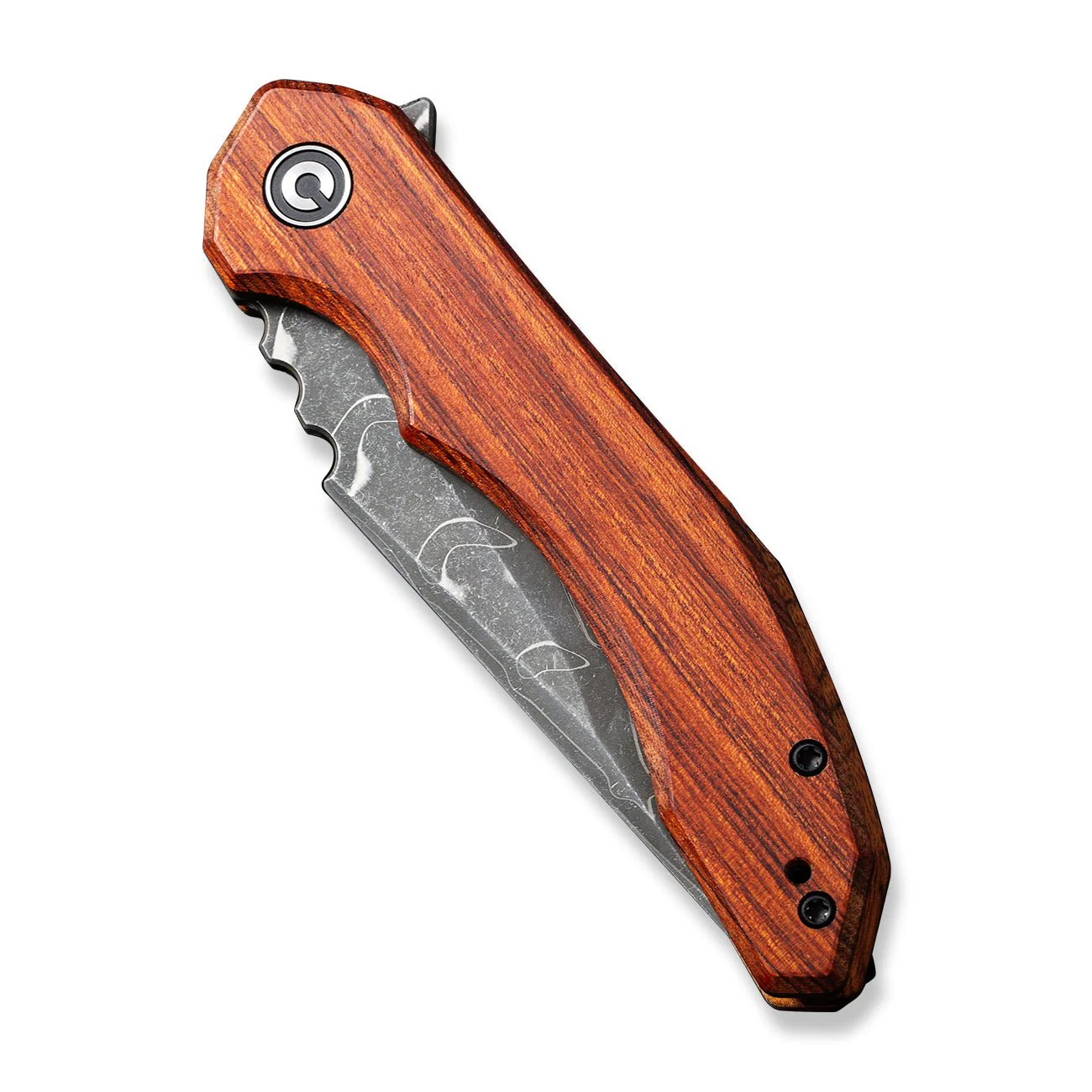 CIVIVI Bluetick Flipper Knife Wood Handle (3.47" Damascus Blade) C23050-DS1 - Image 11