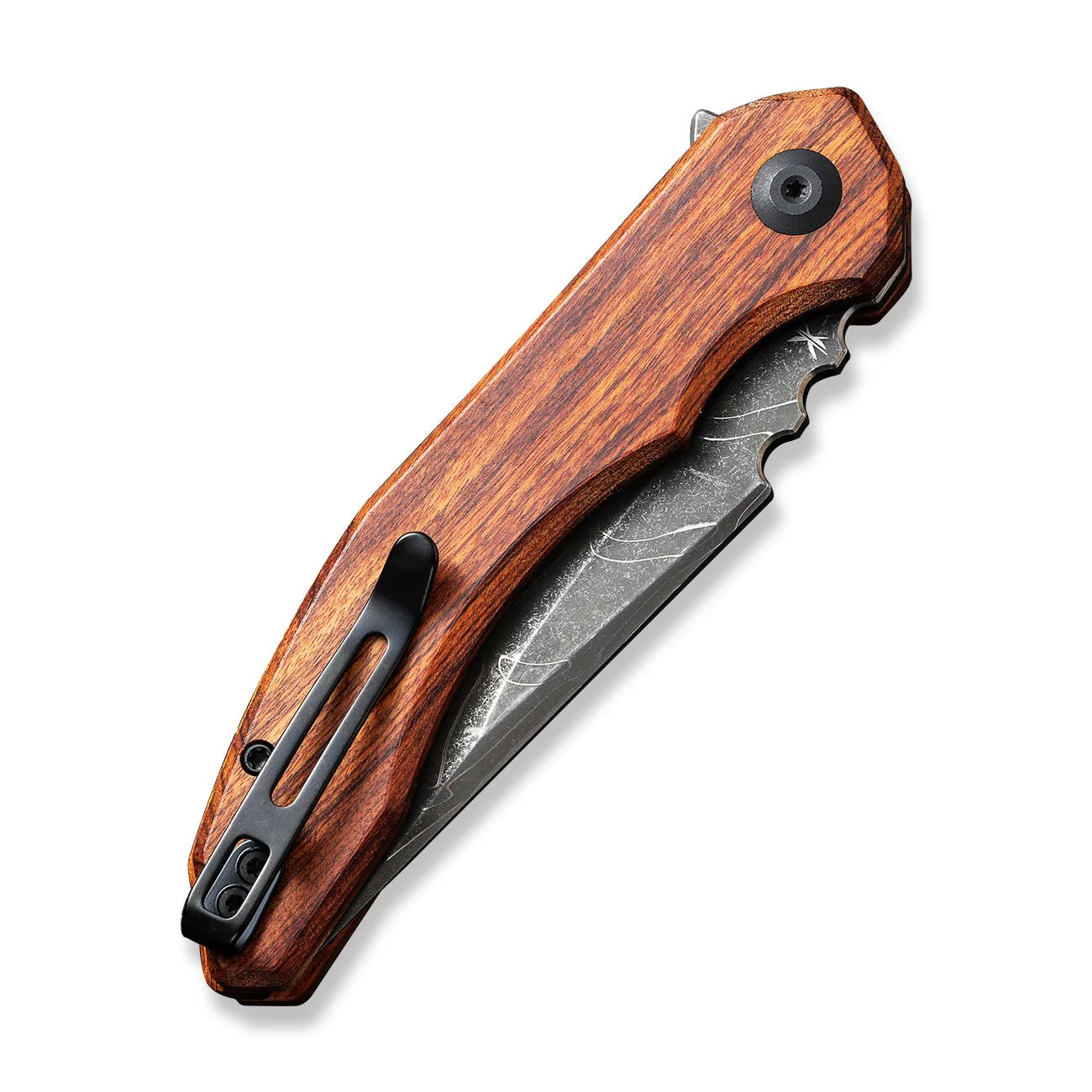 CIVIVI Bluetick Flipper Knife Wood Handle (3.47" Damascus Blade) C23050-DS1 - Image 12