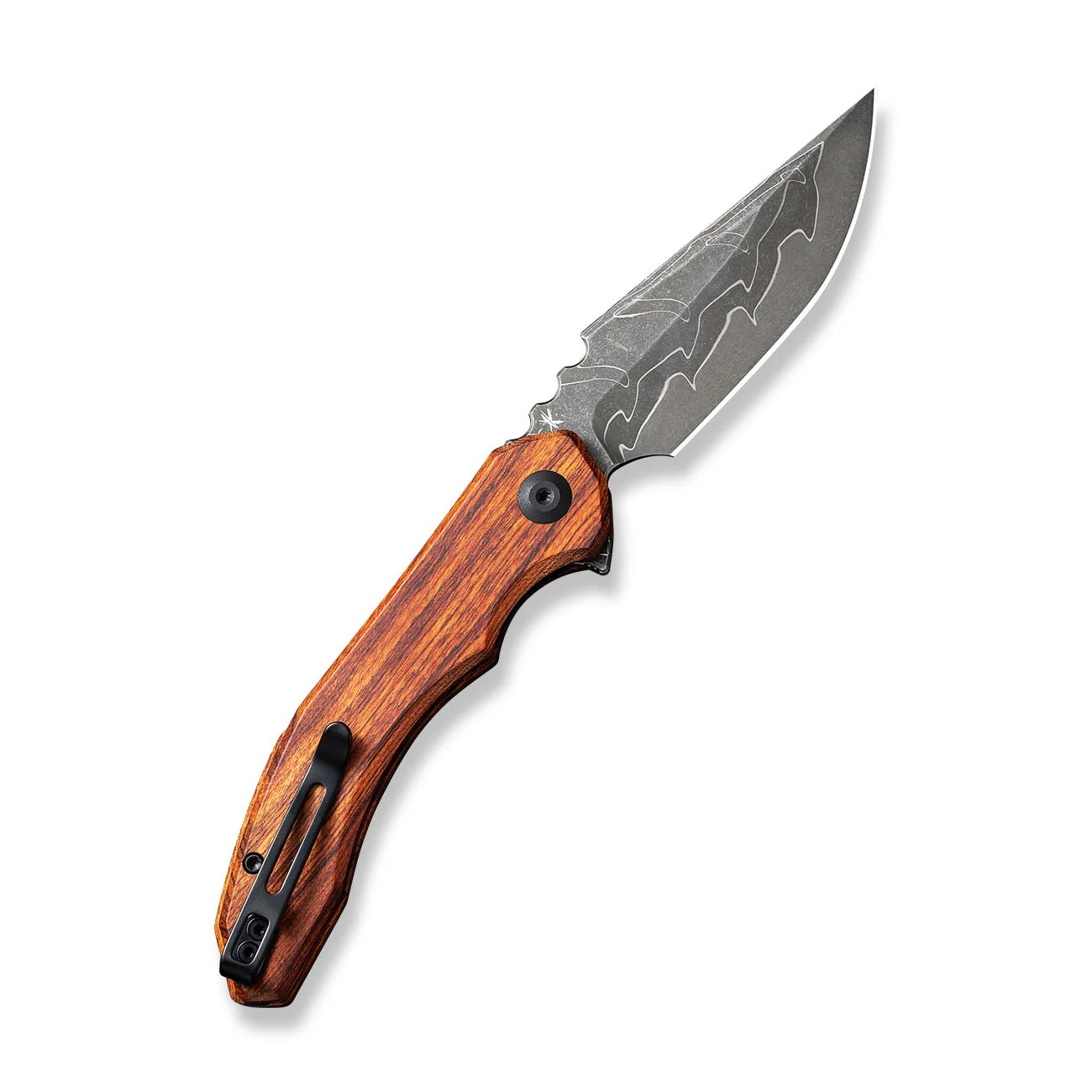 CIVIVI Bluetick Flipper Knife Wood Handle (3.47" Damascus Blade) C23050-DS1 - Image 7