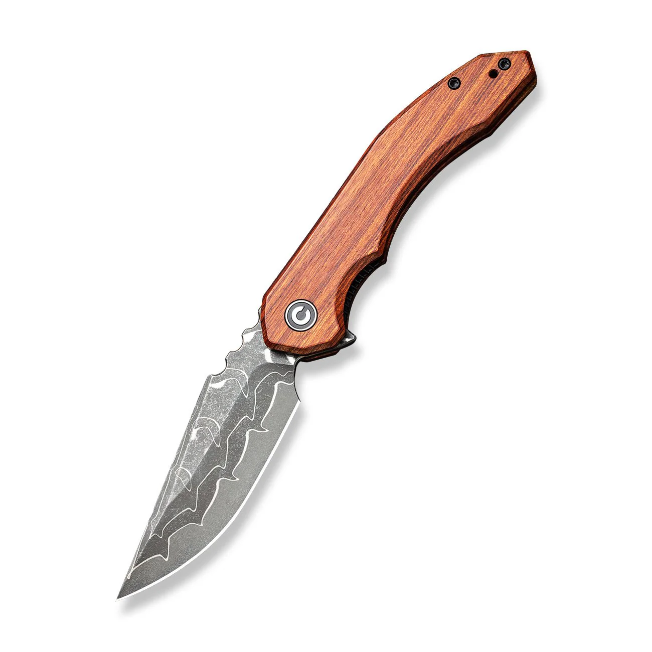CIVIVI Bluetick Flipper Knife Wood Handle (3.47" Damascus Blade) C23050-DS1 - Image 8