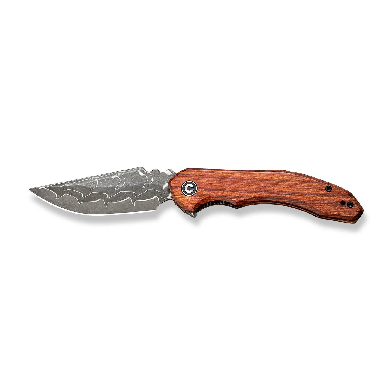 CIVIVI Bluetick Flipper Knife Wood Handle (3.47" Damascus Blade) C23050-DS1 - Image 9