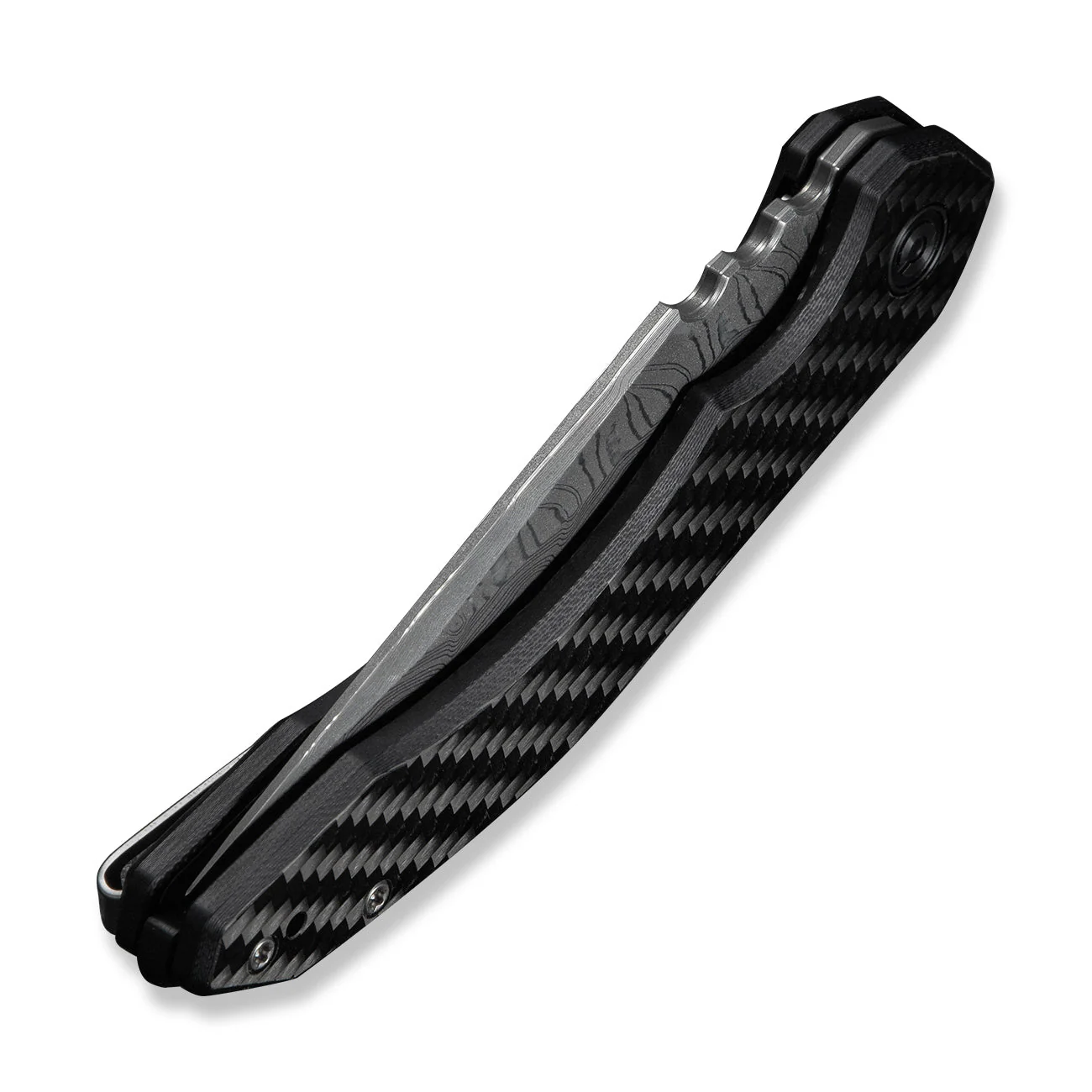 CIVIVI Bluetick Flipper Knife Carbon Fiber Overlay On Black G10 Handle (3.47" Damascus Blade) C23050-DS2 - Image 14