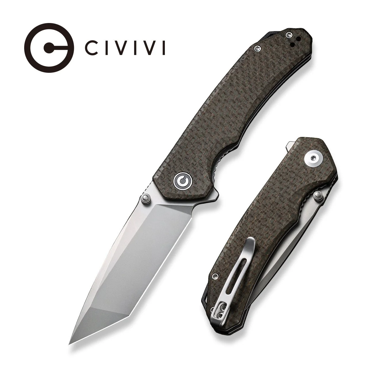 CIVIVI Brazen Flipper & Thumb Stud Knife Micarta Handle (3.46" D2 Blade) C2023F