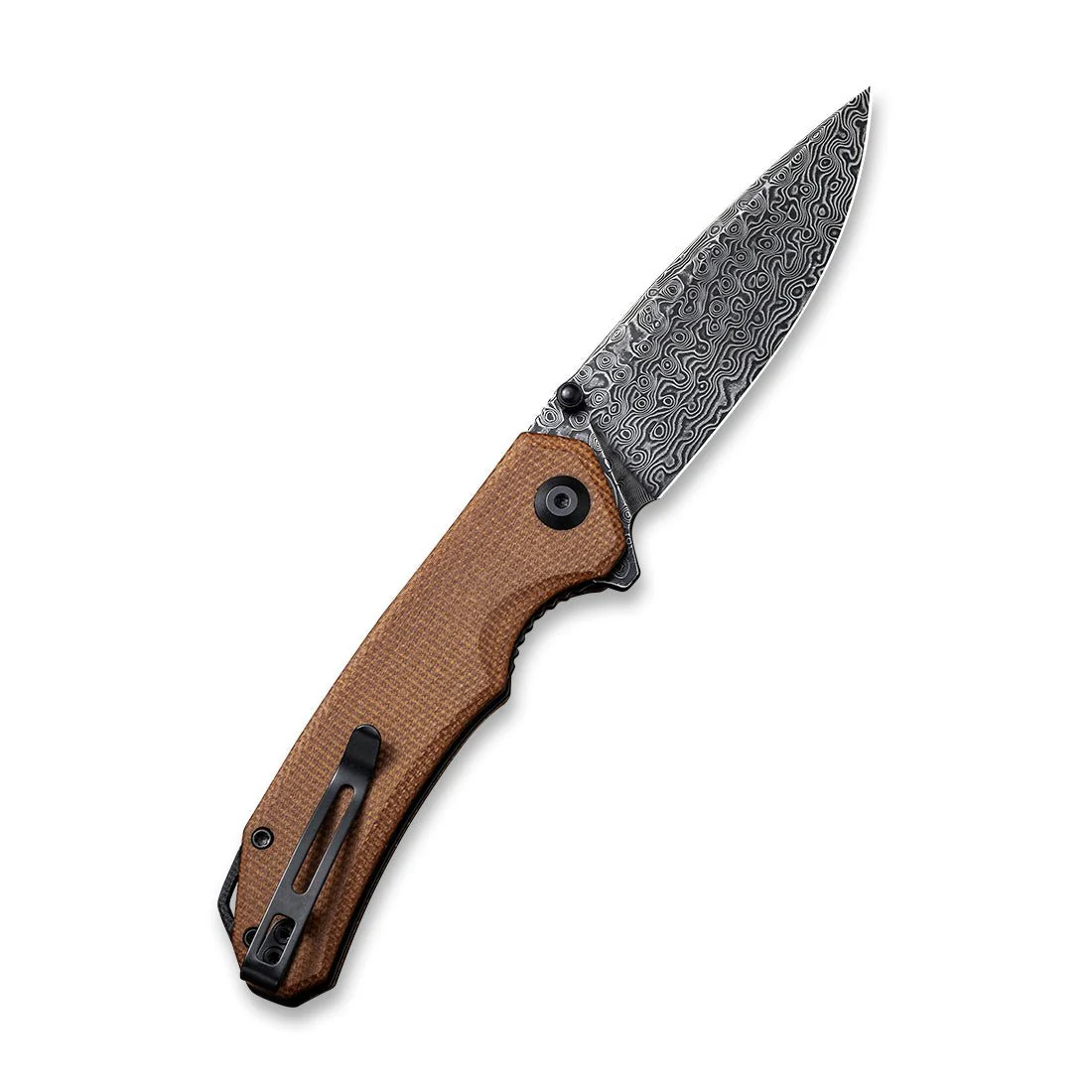 CIVIVI Brazen Flipper & Thumb Stud Knife Micarta Handle (3.46" Damascus Blade) C2102DS-1 - Image 2
