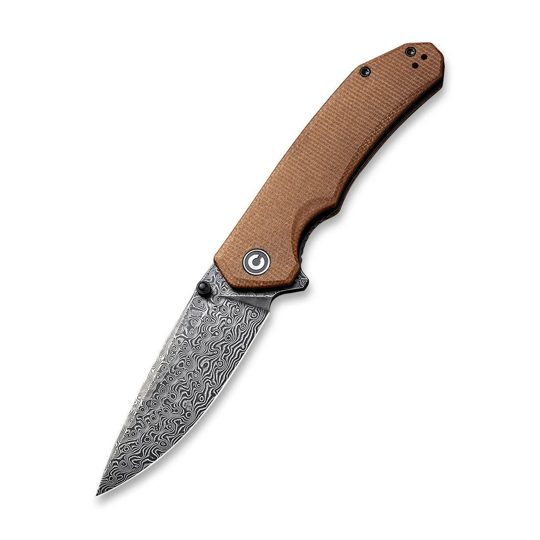 CIVIVI Brazen Flipper & Thumb Stud Knife Micarta Handle (3.46" Damascus Blade) C2102DS-1 - Image 3