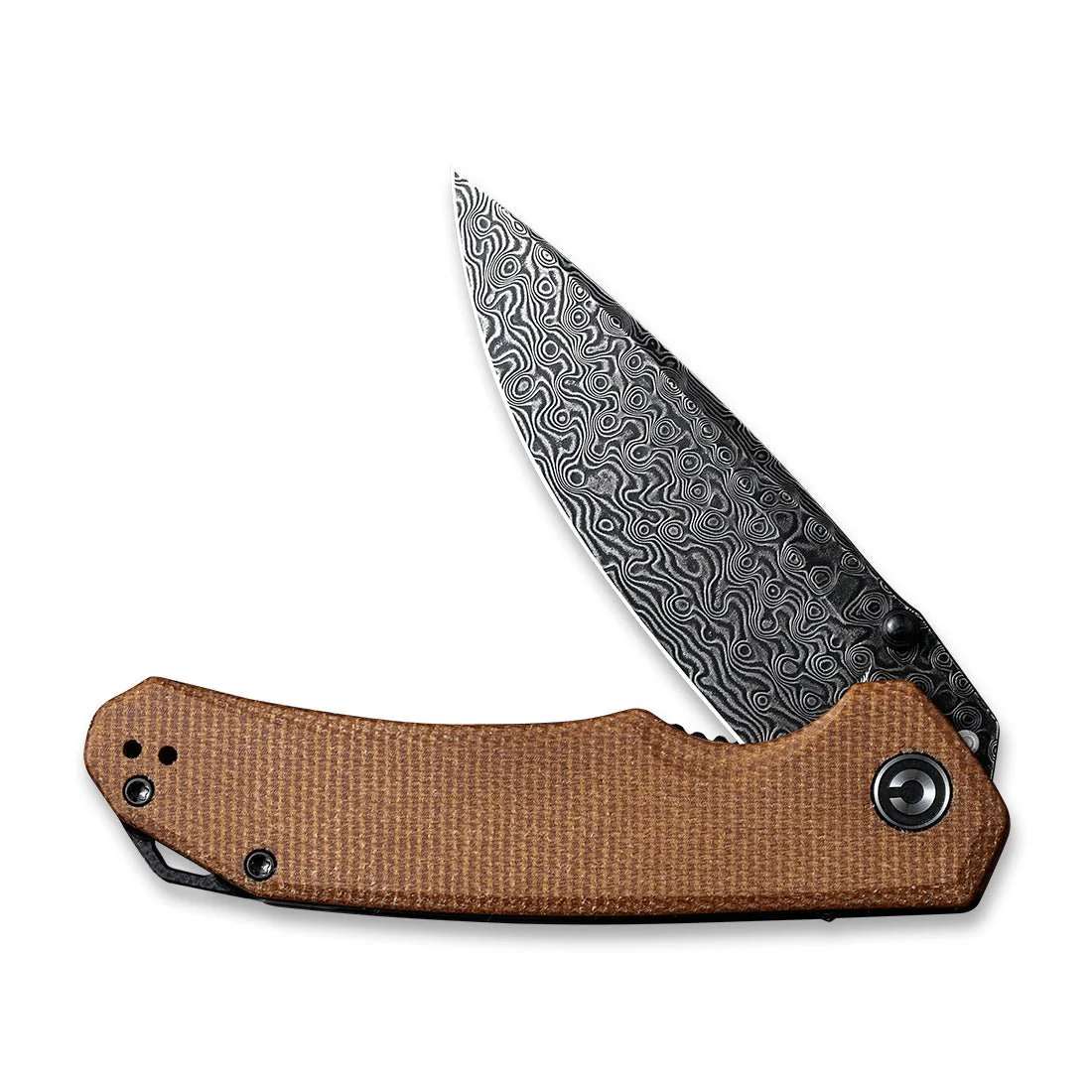 CIVIVI Brazen Flipper & Thumb Stud Knife Micarta Handle (3.46" Damascus Blade) C2102DS-1 - Image 4