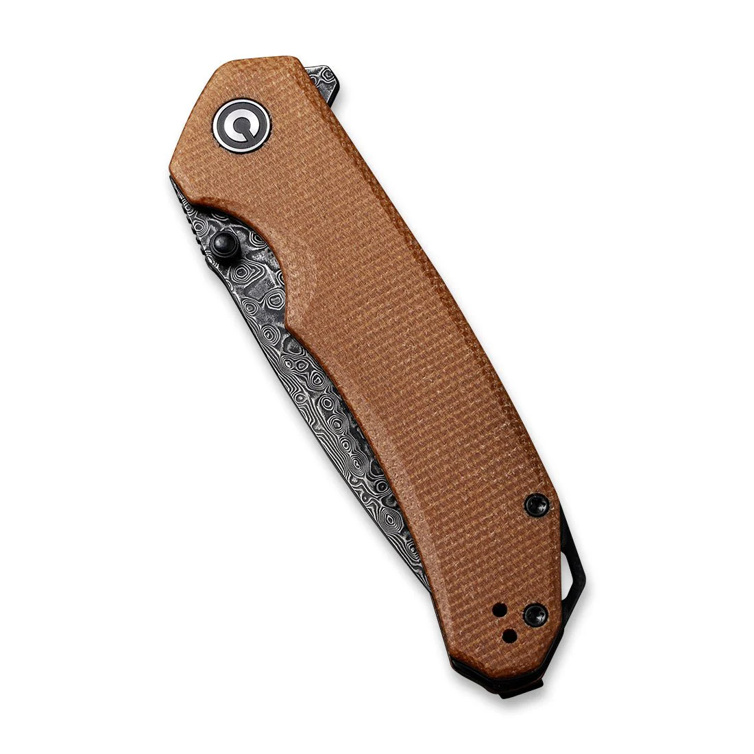 CIVIVI Brazen Flipper & Thumb Stud Knife Micarta Handle (3.46" Damascus Blade) C2102DS-1 - Image 5