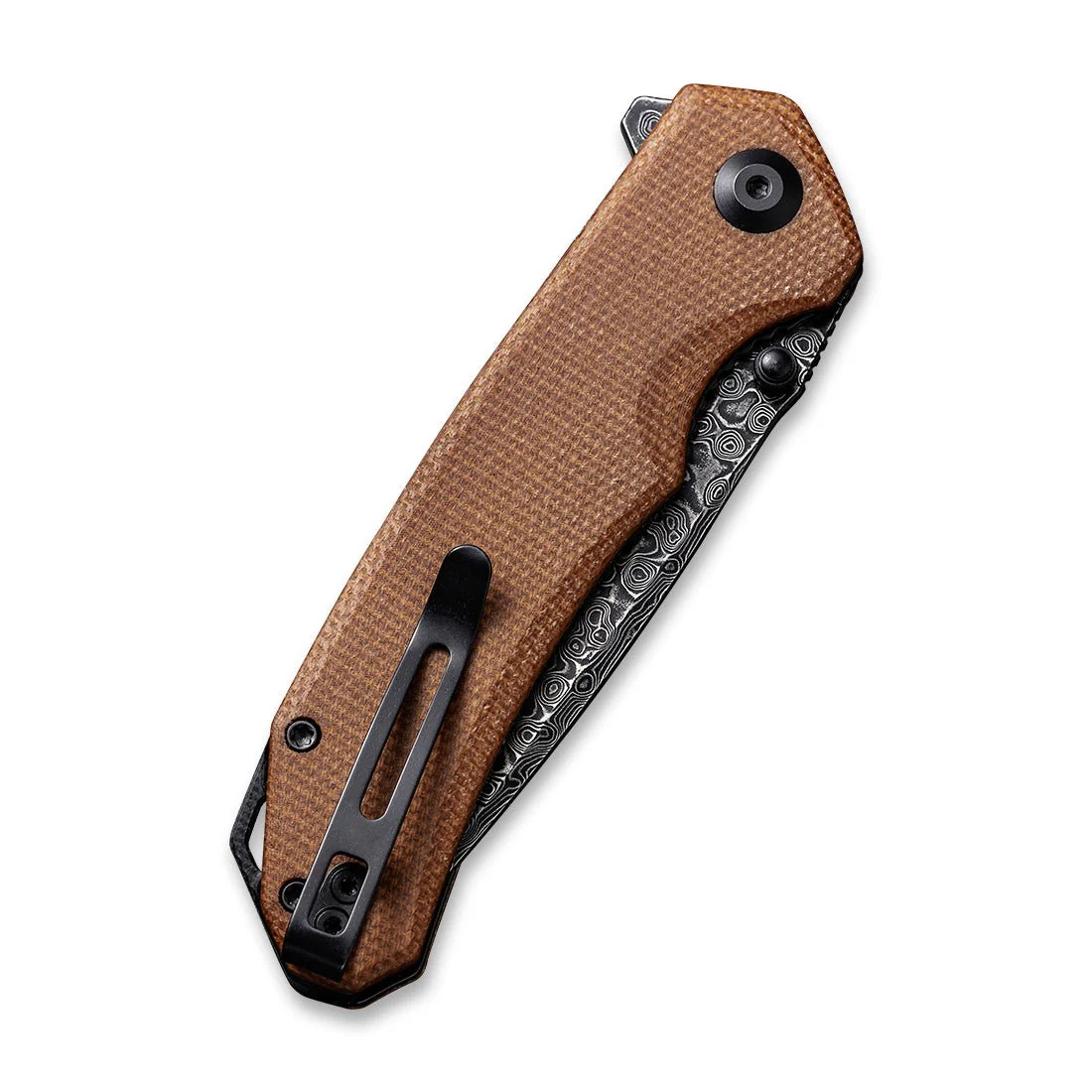 CIVIVI Brazen Flipper & Thumb Stud Knife Micarta Handle (3.46" Damascus Blade) C2102DS-1 - Image 6