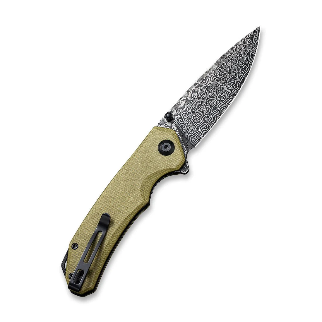 CIVIVI Brazen Flipper & Thumb Stud Knife Micarta Handle (3.46" Damascus Blade) C2102DS-2 - Image 2