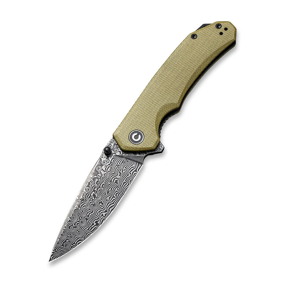 CIVIVI Brazen Flipper & Thumb Stud Knife Micarta Handle (3.46" Damascus Blade) C2102DS-2 - Image 3