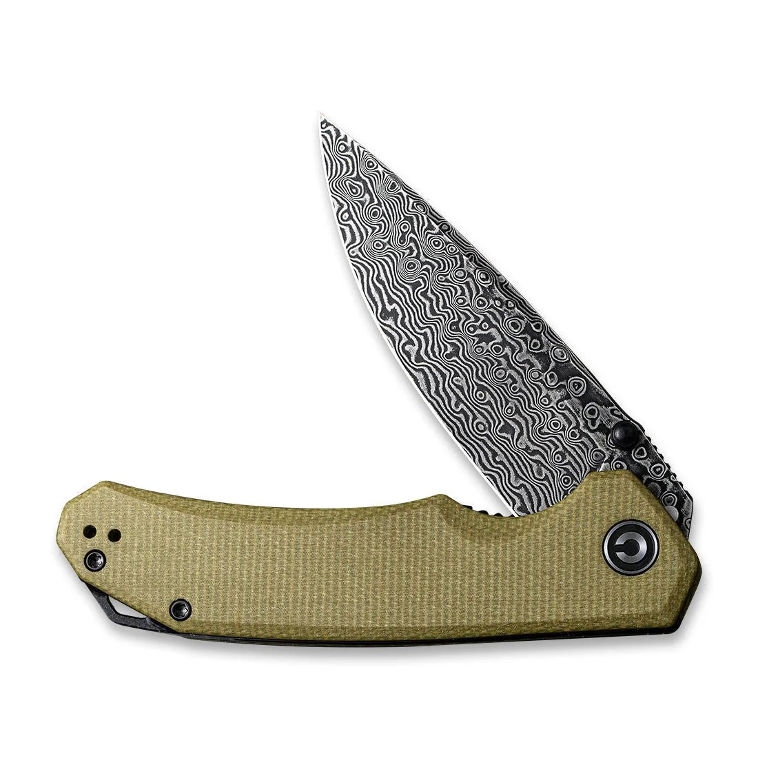 CIVIVI Brazen Flipper & Thumb Stud Knife Micarta Handle (3.46" Damascus Blade) C2102DS-2 - Image 4