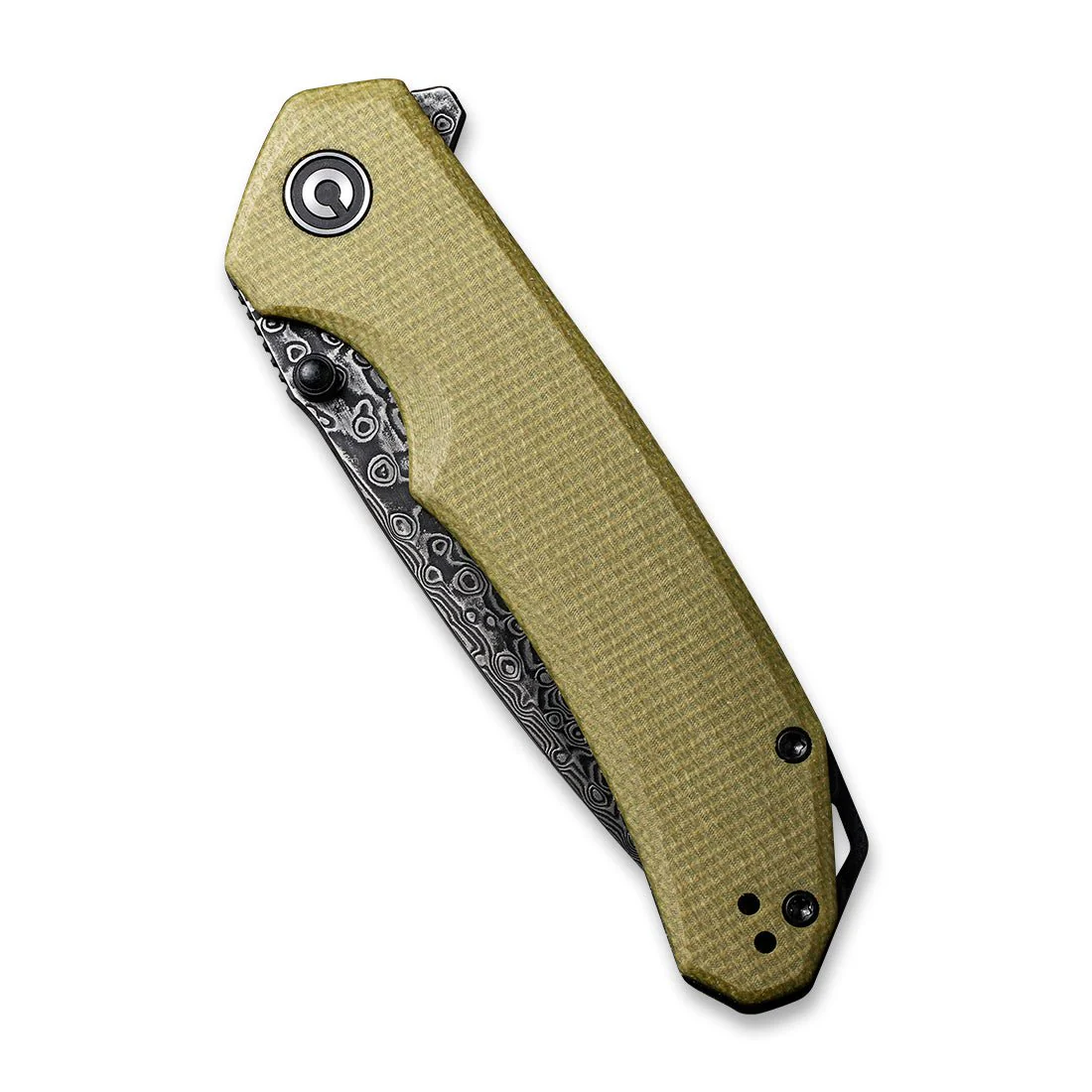 CIVIVI Brazen Flipper & Thumb Stud Knife Micarta Handle (3.46" Damascus Blade) C2102DS-2 - Image 5