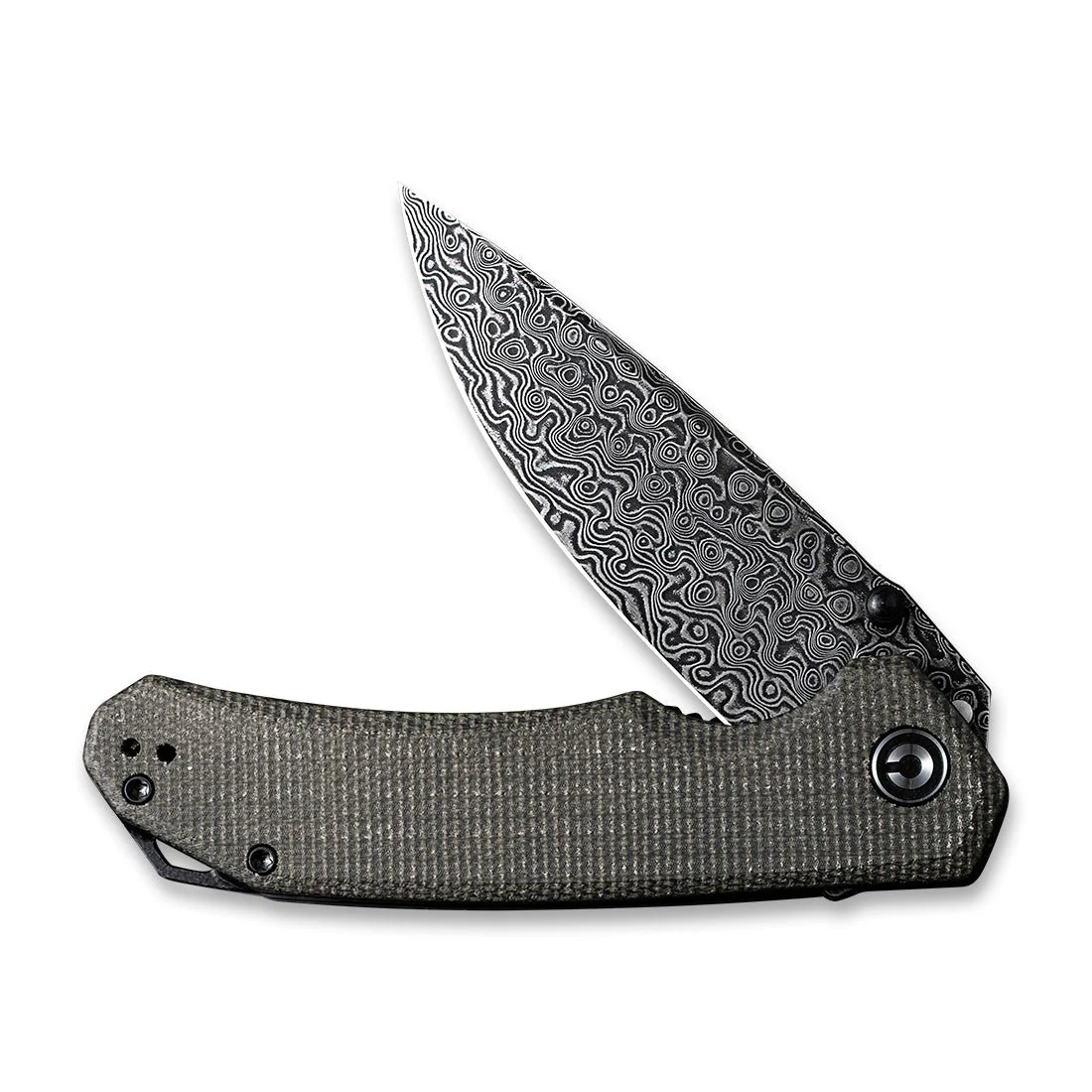 CIVIVI Brazen Flipper & Thumb Stud Knife Micarta Handle (3.46" Damascus Blade) C2102DS-3 - Image 4