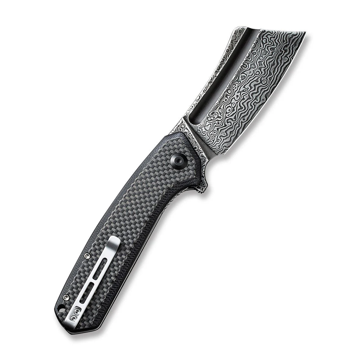 CIVIVI Bullmastiff Flipper Knife Carbon Fiber & G10 Handle (3.83" Damascus Blade) C2006DS-1 - Image 2