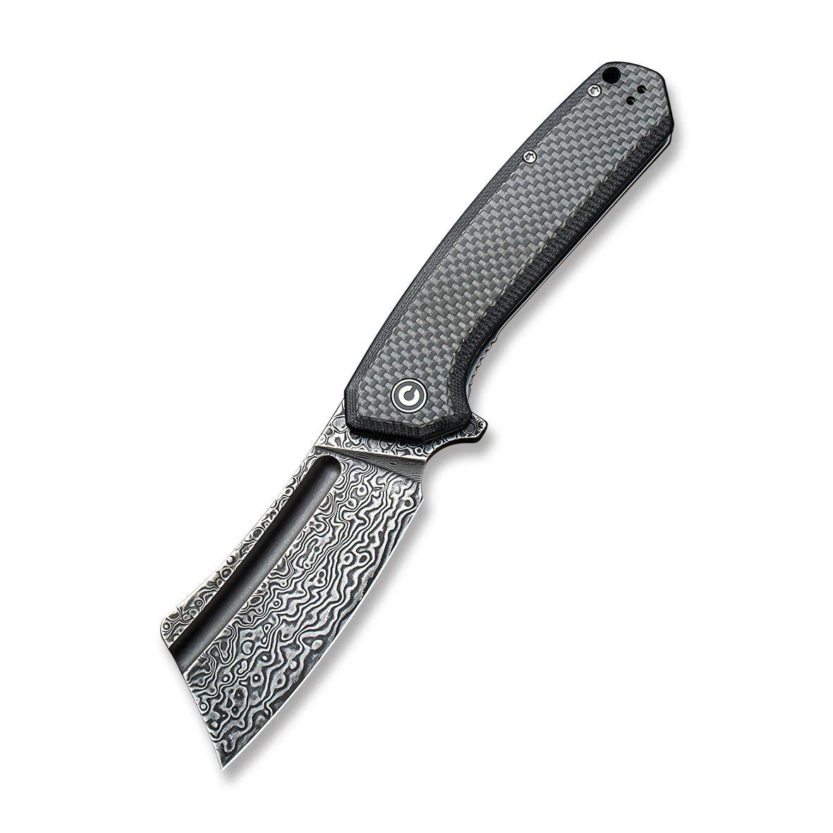 CIVIVI Bullmastiff Flipper Knife Carbon Fiber & G10 Handle (3.83" Damascus Blade) C2006DS-1 - Image 3