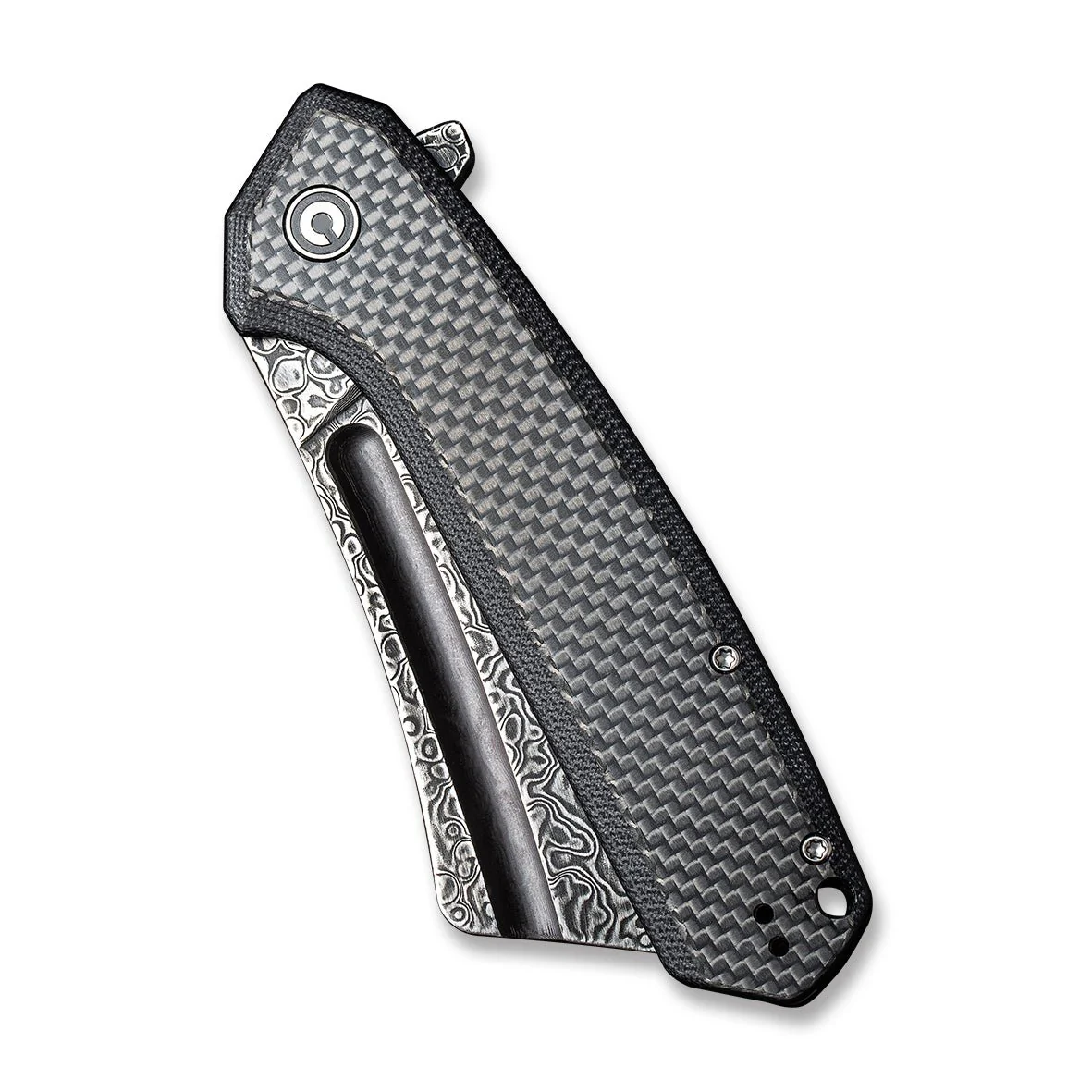 CIVIVI Bullmastiff Flipper Knife Carbon Fiber & G10 Handle (3.83" Damascus Blade) C2006DS-1 - Image 5