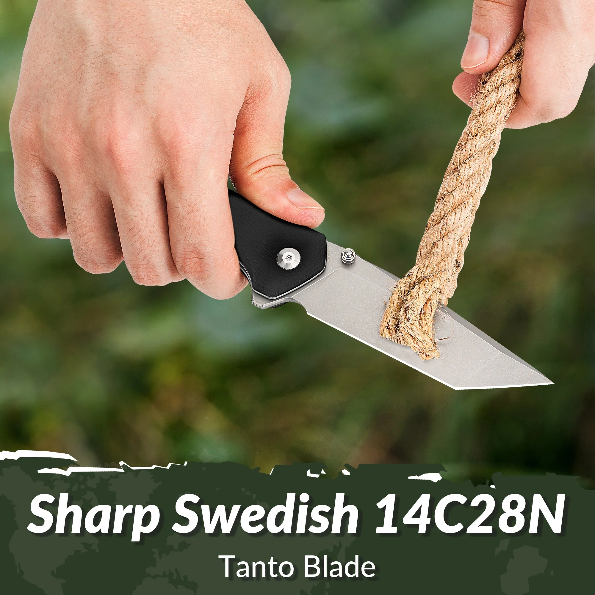 CIVIVI Button Lock Brazen Flipper & Thumb Stud Knife G10 Handle (3.46" 14C28N Blade) C19059C-1 - Image 5