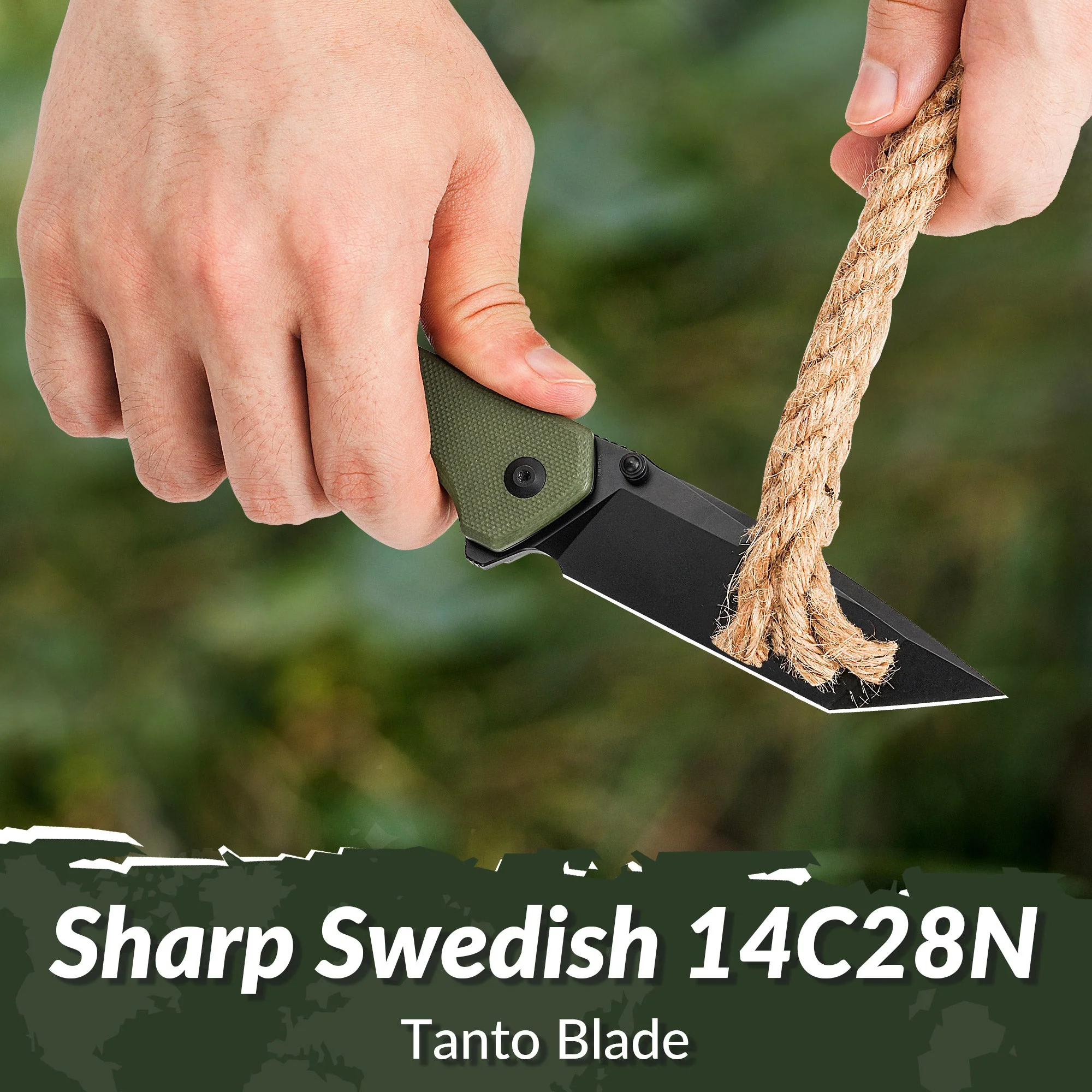 CIVIVI Button Lock Brazen Flipper & Thumb Stud Knife G10 Handle (3.46" 14C28N Blade) C19059C-2 - Image 4