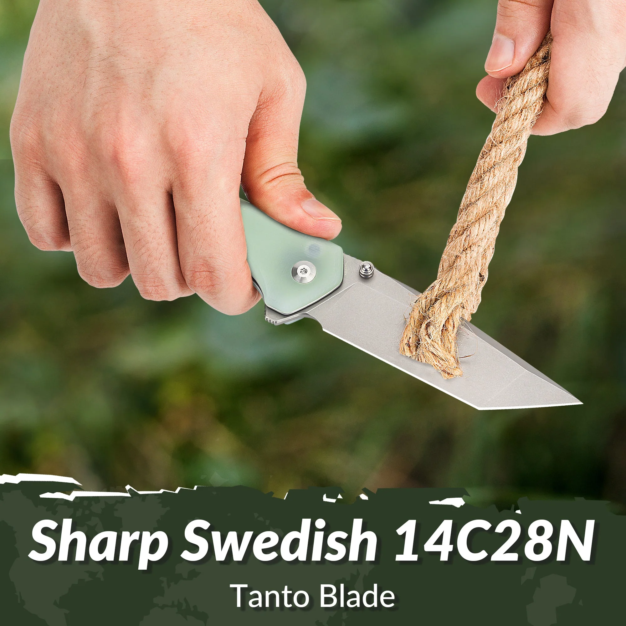 CIVIVI Button Lock Brazen Flipper & Thumb Stud Knife G10 Handle (3.46" 14C28N Blade) C19059C-3 - Image 4