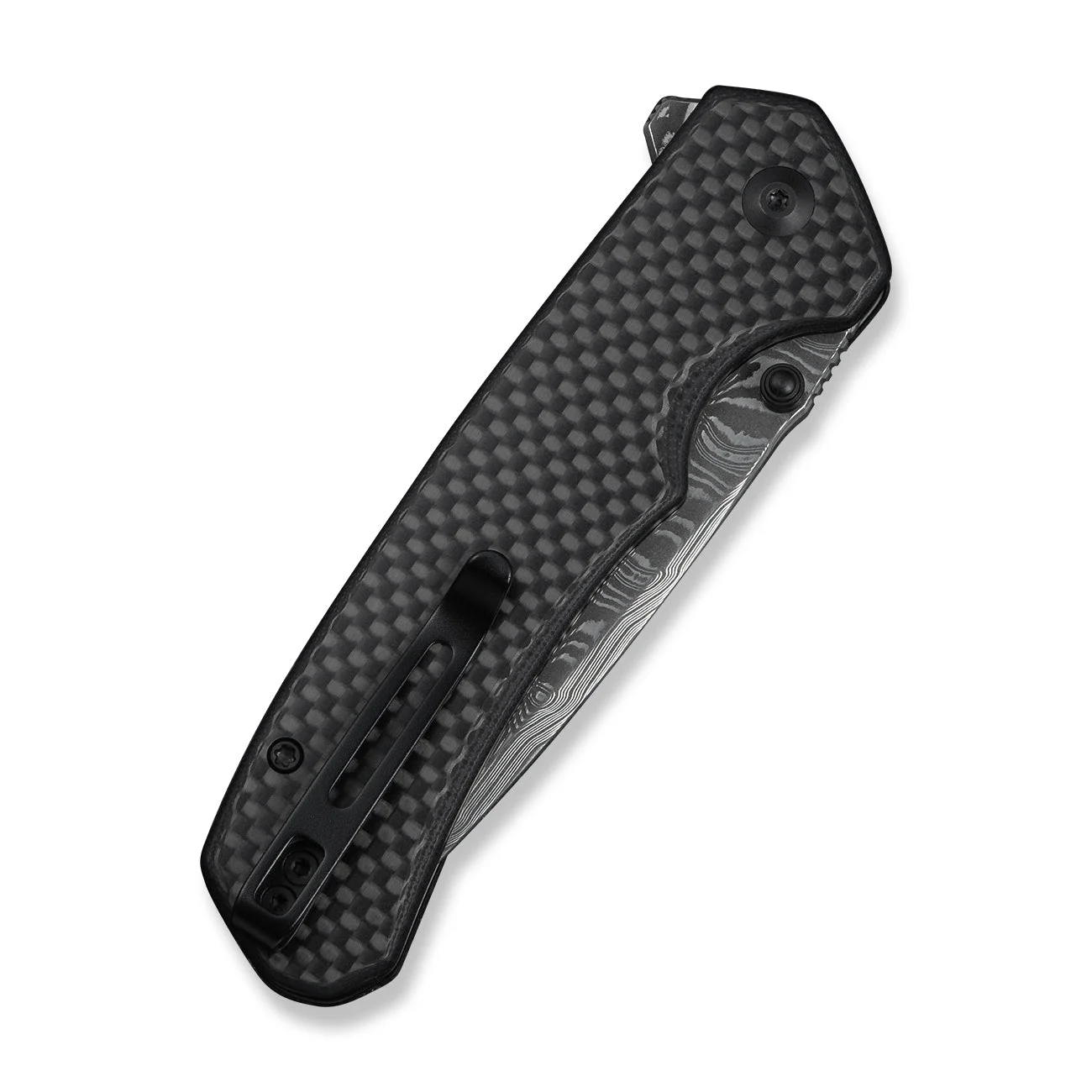 CIVIVI Button Lock Brazen Flipper & Thumb Stud Knife Twill Carbon Fiber Overlay On Black G10 Handle (3.46" Damascus Blade) C19059C-DS1 - Image 13