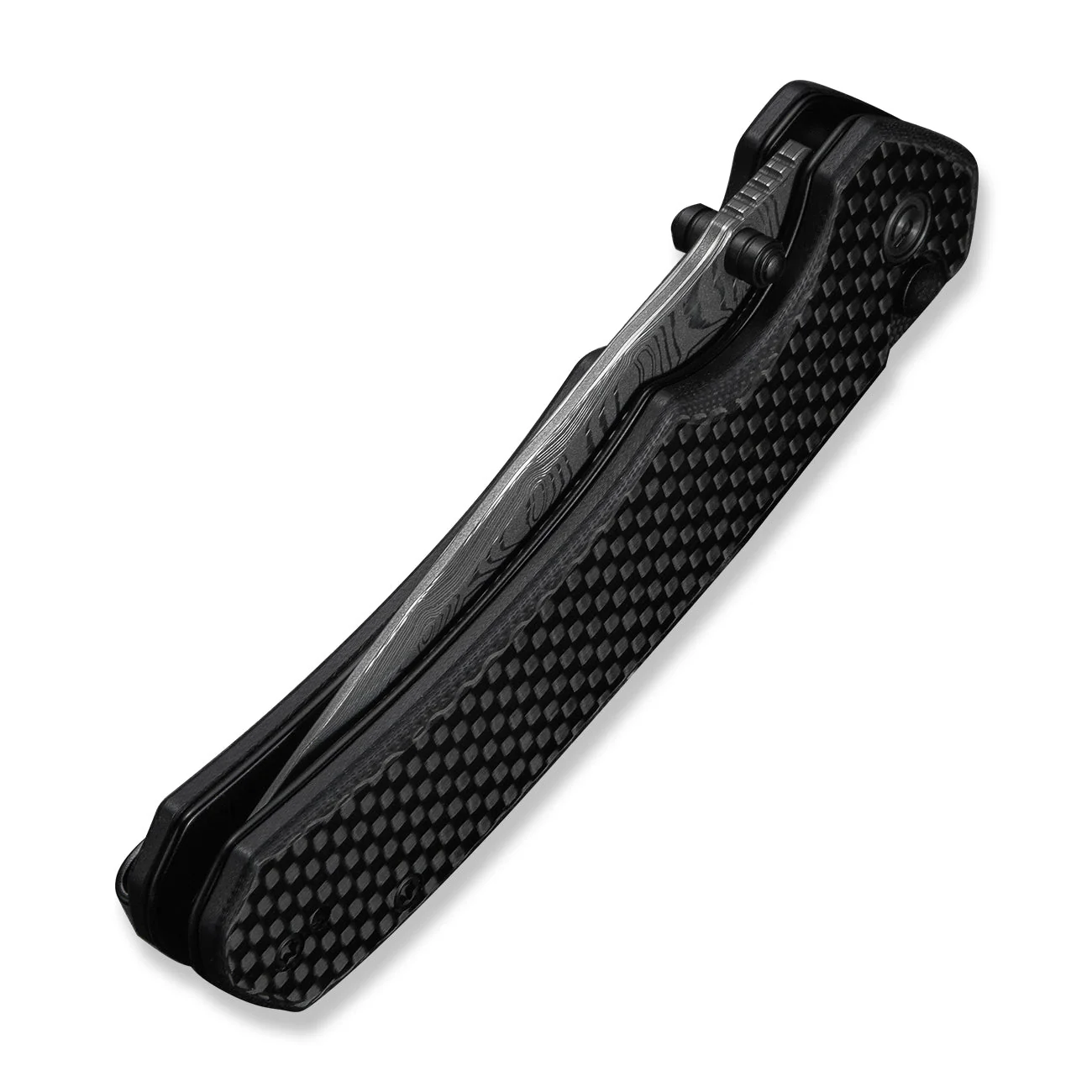 CIVIVI Button Lock Brazen Flipper & Thumb Stud Knife Twill Carbon Fiber Overlay On Black G10 Handle (3.46" Damascus Blade) C19059C-DS1 - Image 14