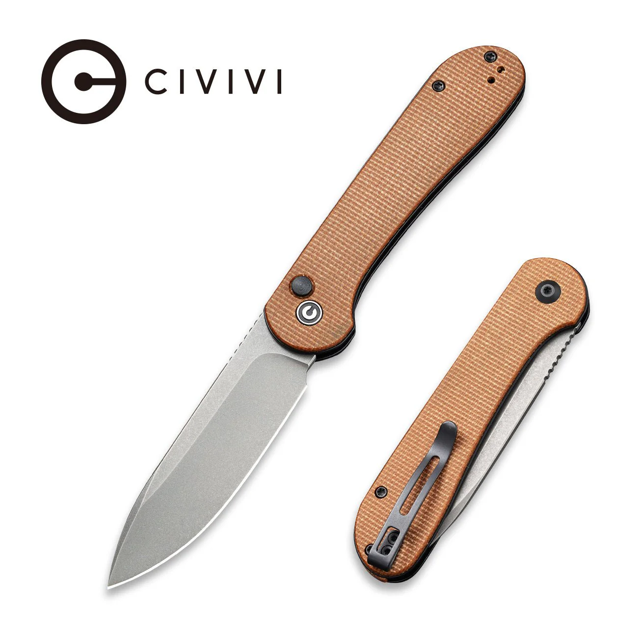 CIVIVI Button Lock Elementum Pocket Knife Micarta Handle (3.47" 14C28N Blade) C2103D
