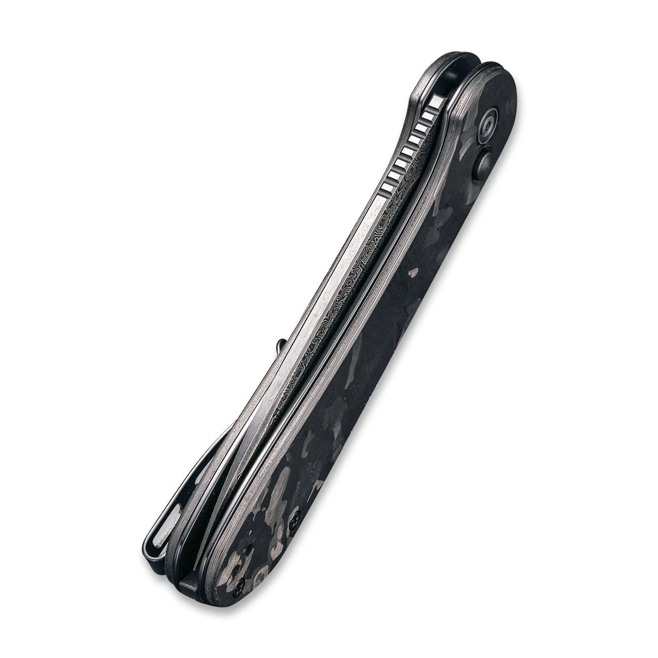 CIVIVI Button Lock Elementum Pocket Knife Carbon Fiber Handle (3.47" Damascus Blade) C2103DS-3 - Image 7