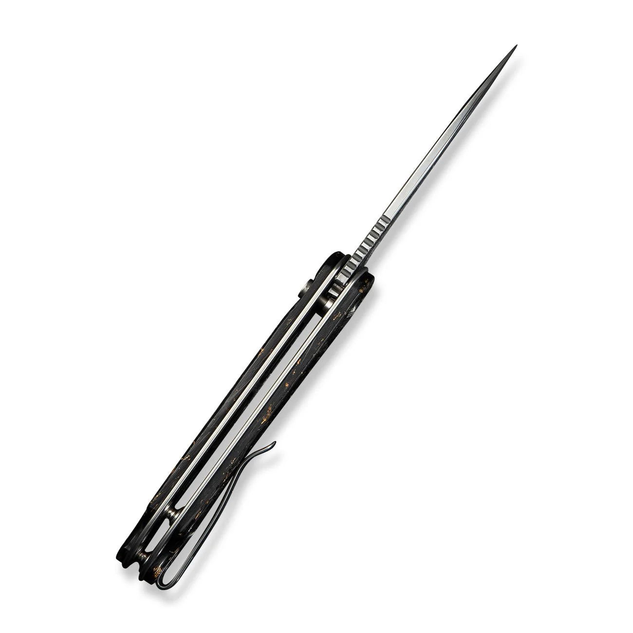 CIVIVI Button Lock Elementum II Flipper Knife Carbon Fiber & Resin Handle (2.96" Damascus Blade) C18062P-10 - Image 14