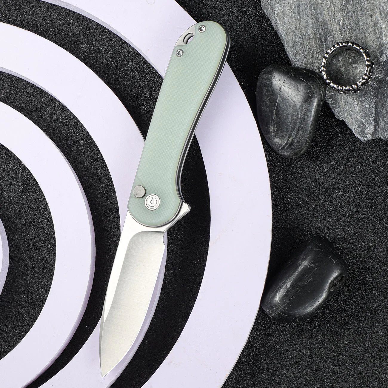 CIVIVI Button Lock Elementum II Flipper Knife G10 Handle (2.96" Nitro-V Blade) C18062P-2 - Image 7