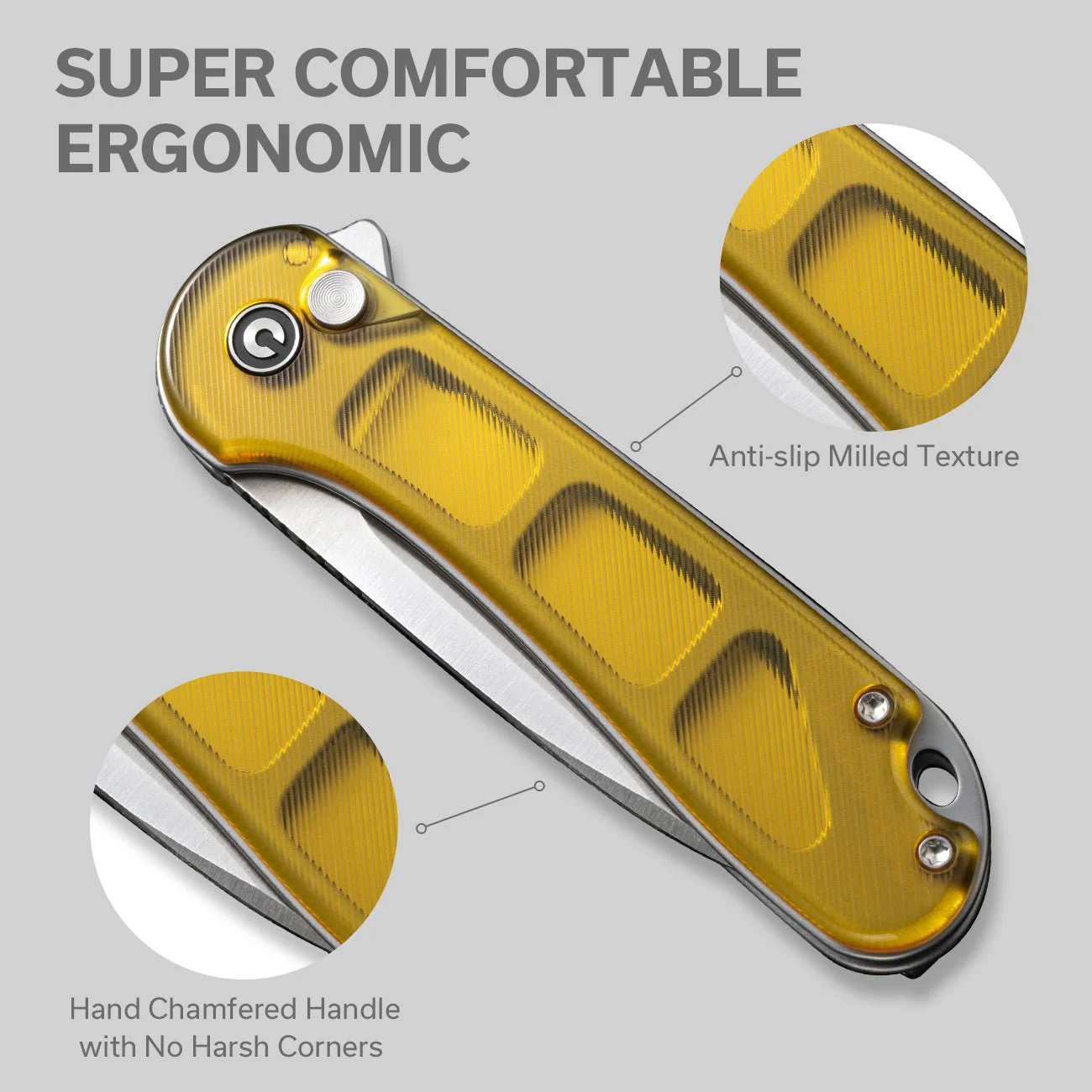 CIVIVI Button Lock Elementum II Flipper Knife Ultem Handle (2.96" Nitro-V Blade) C18062P-7 - Image 6
