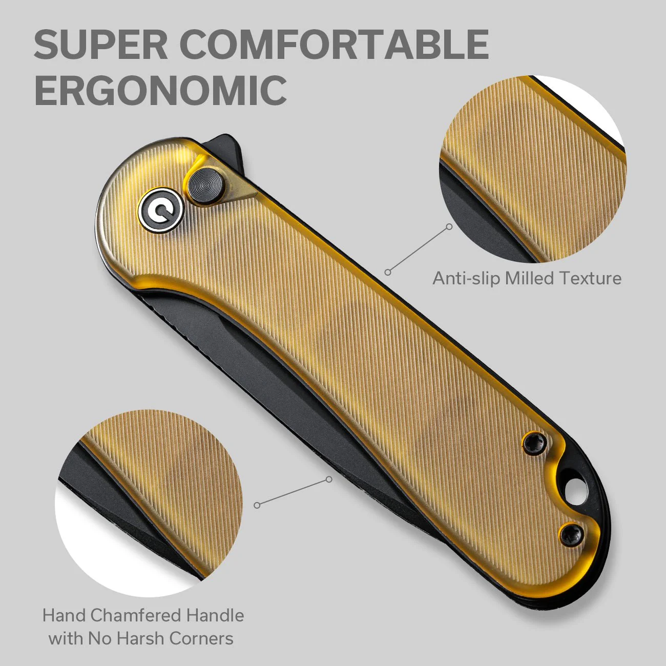 CIVIVI Button Lock Elementum II Flipper Knife Ultem Handle (2.96" Nitro-V Blade) C18062P-8 - Image 6