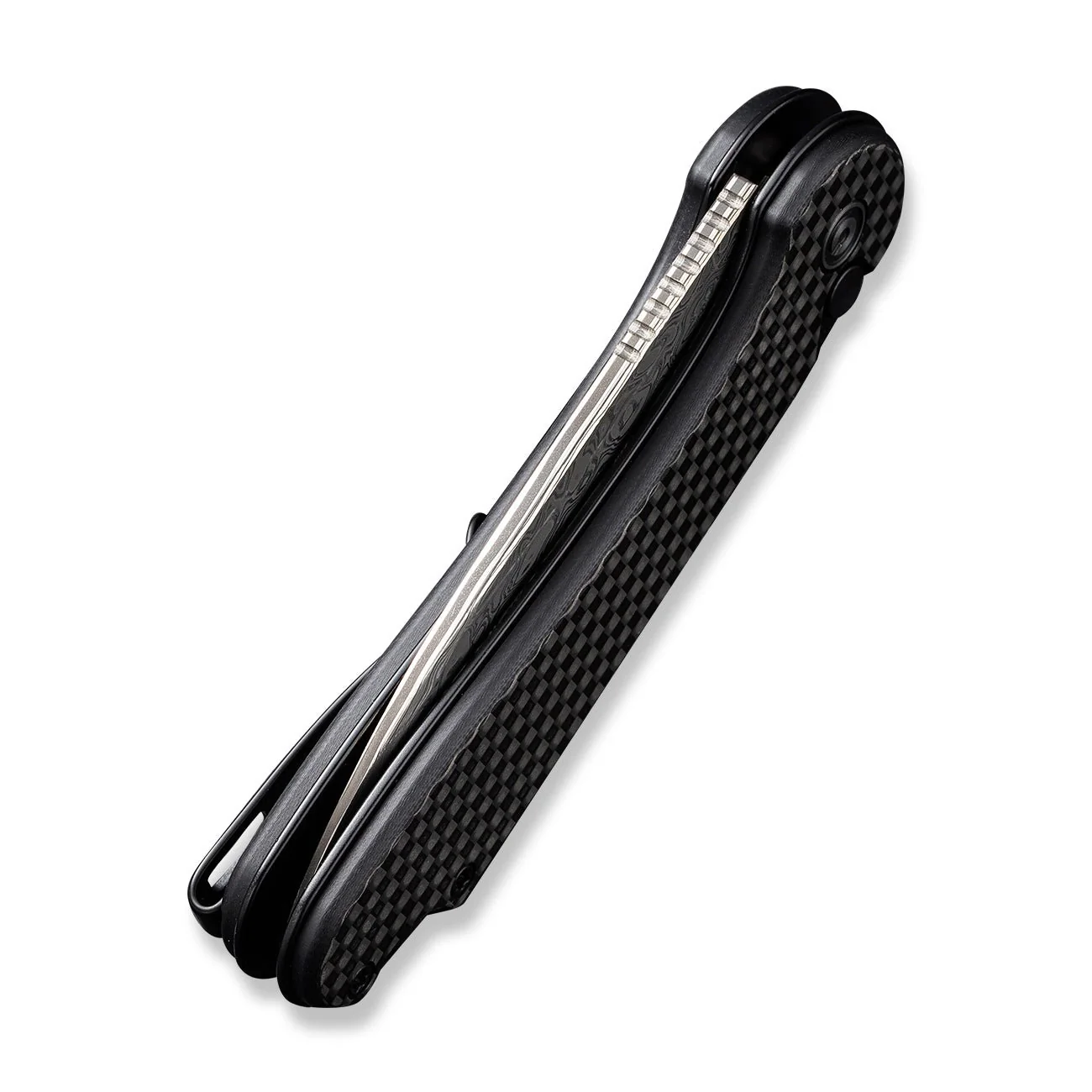 CIVIVI Button Lock Elementum II Flipper Knife Carbon Fiber & G10 Handle (2.96" Damascus Blade) C18062PB-DS1 - Image 14